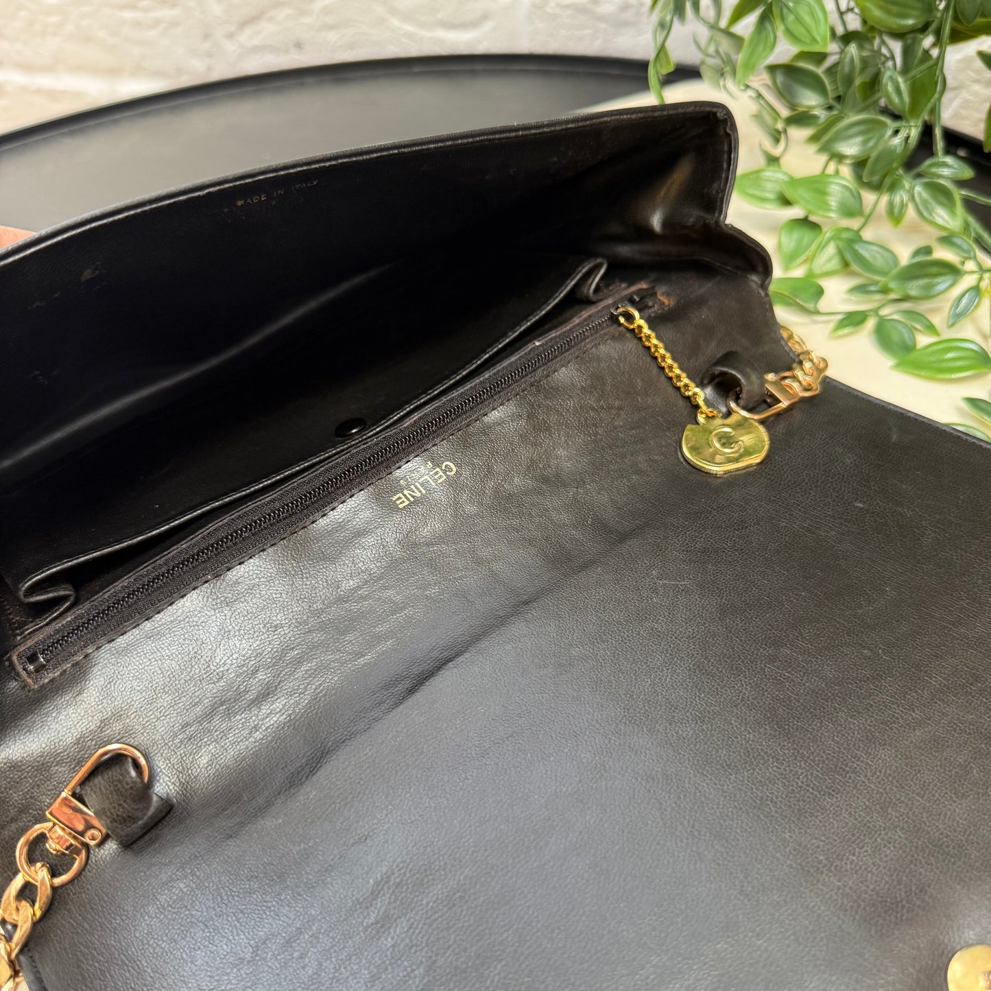 Celine 1980s Celine Triomphe two way leather bag