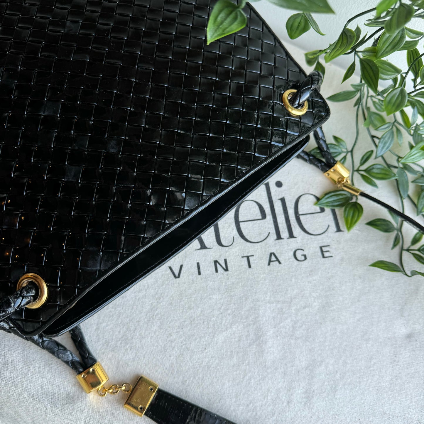 Bottega Veneta 1980s Black Intrecciato Shoulder Bag