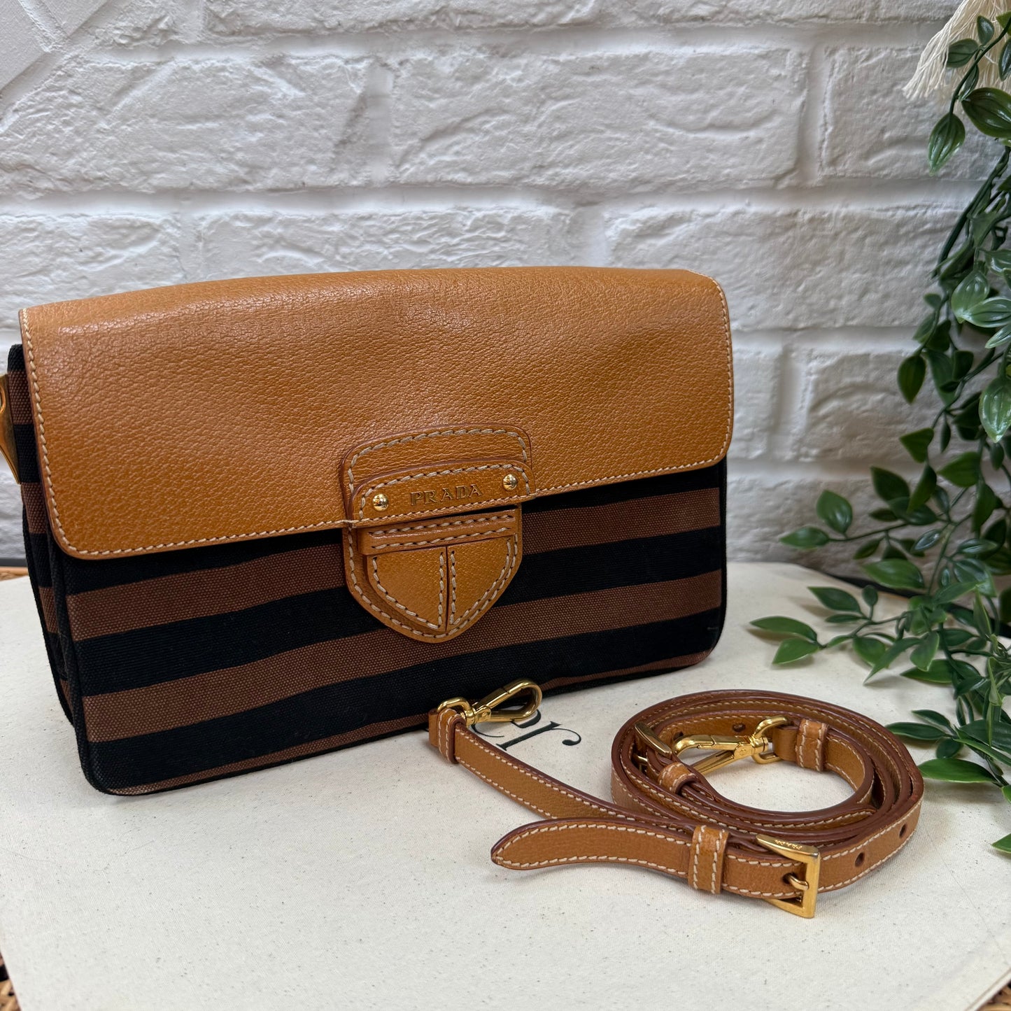 Prada Two Way Canapa Shoulder Bag