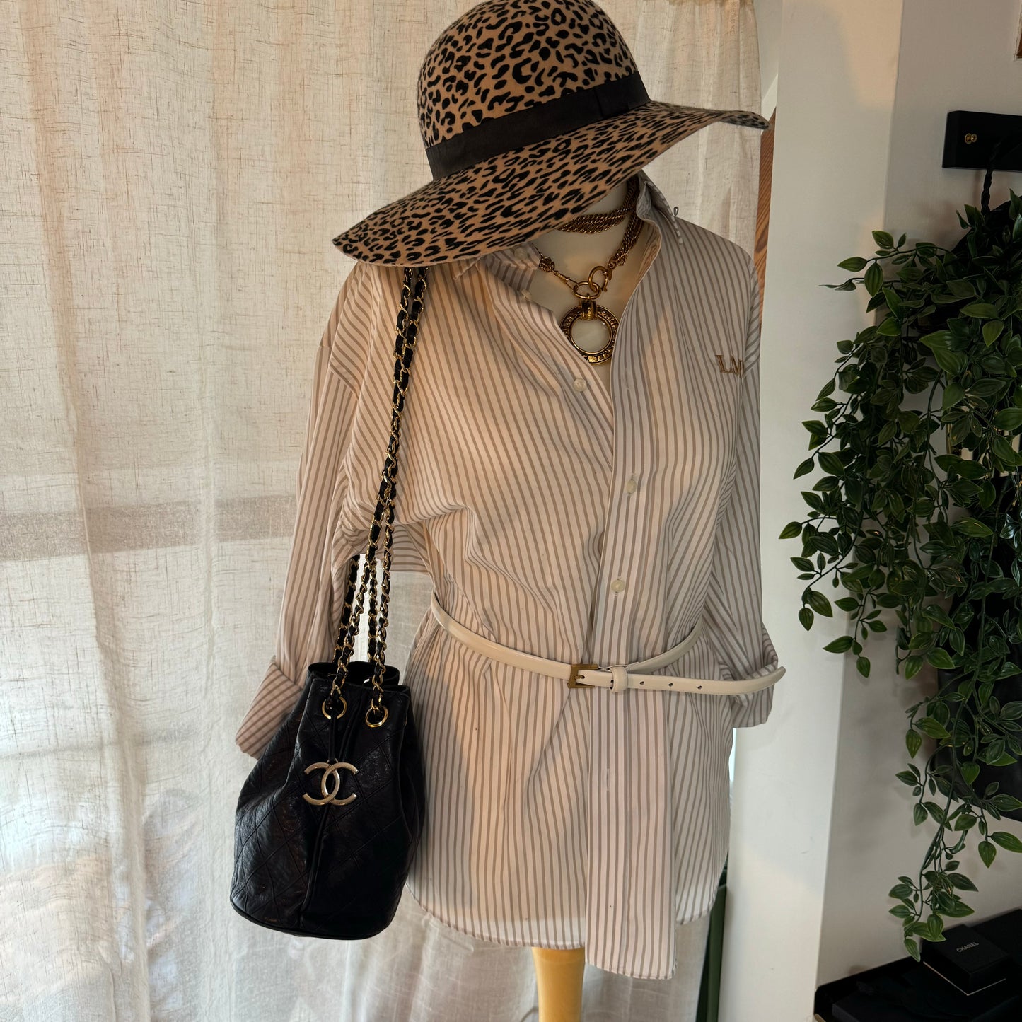 Chanel 1991 CC Charm Quilted Bucket Bag with Pouch