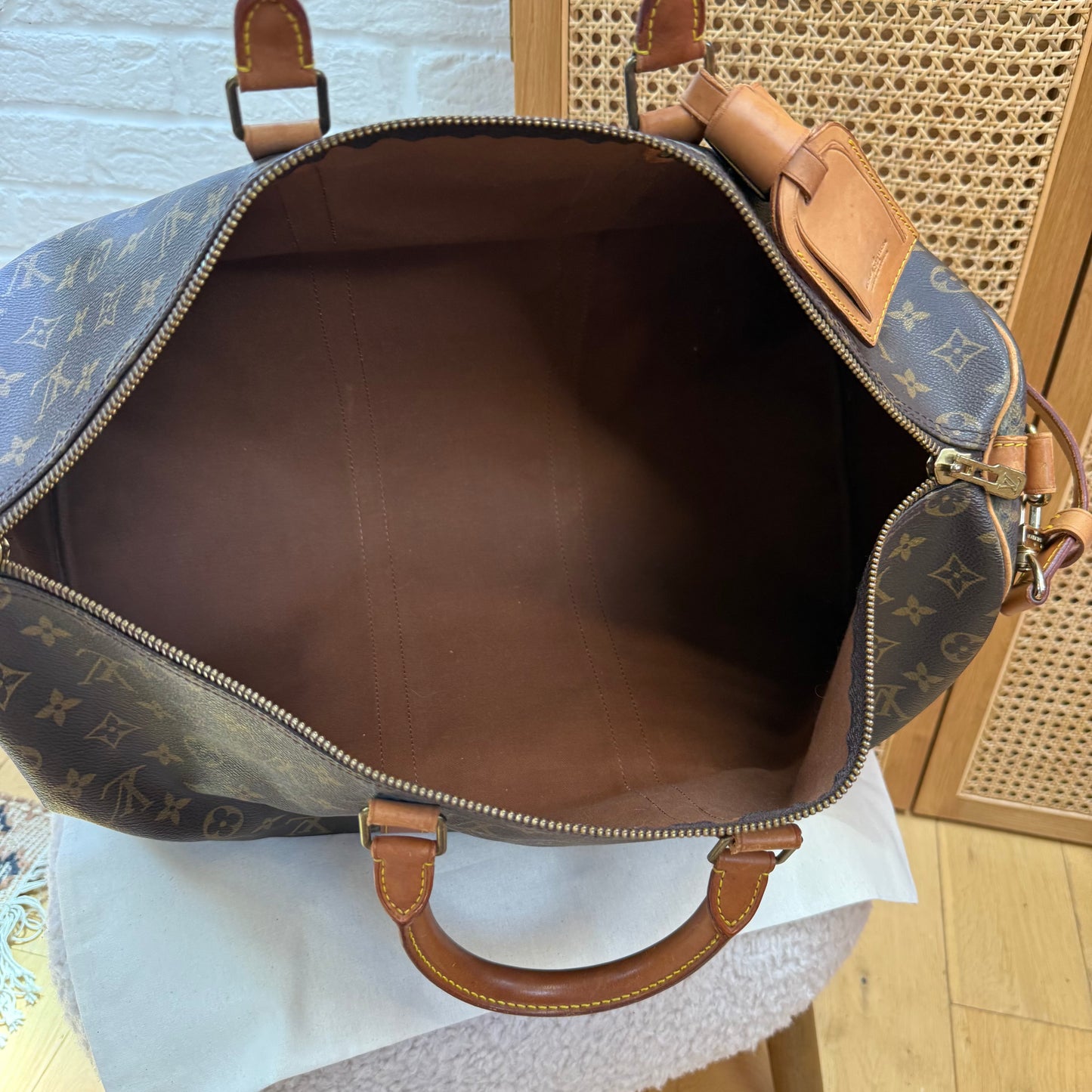 Louis Vuitton 1987 Keepall Bandoulier 50 with luggage tag & handle strap