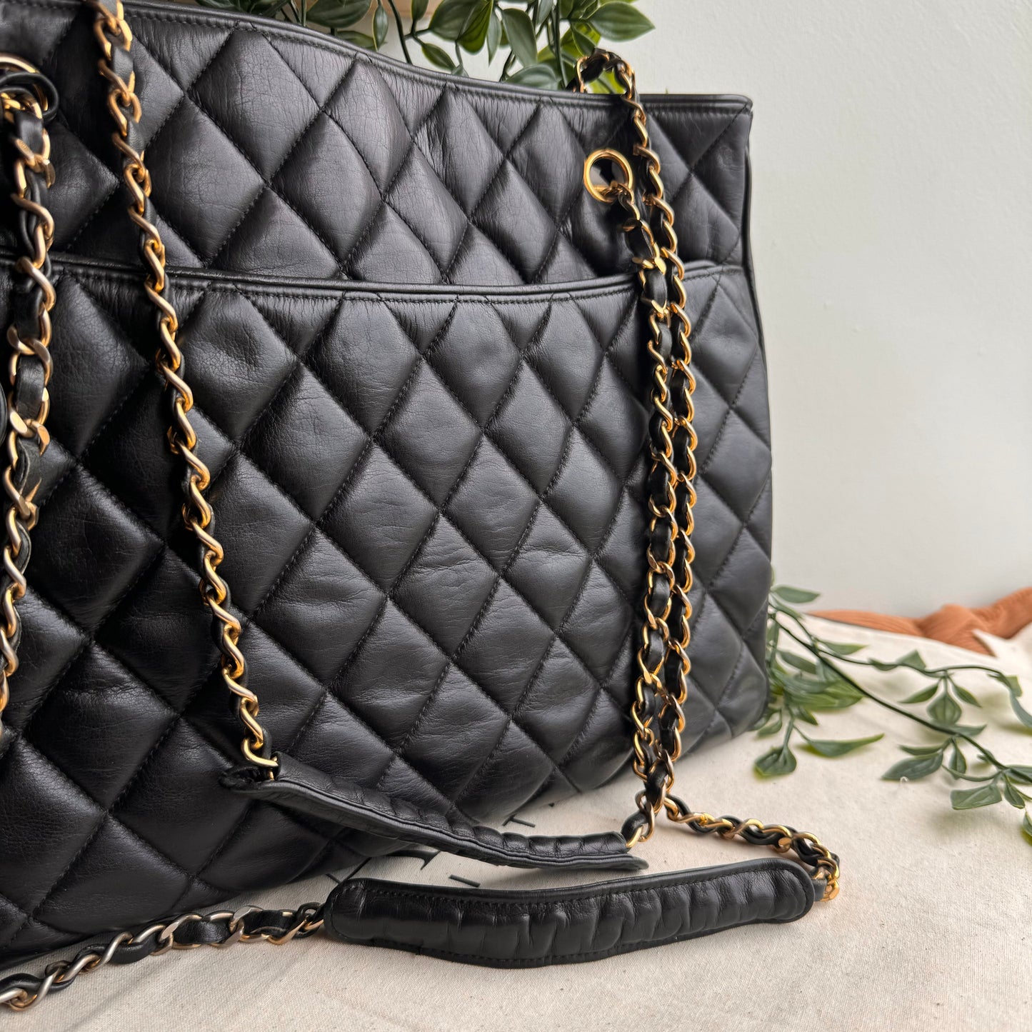 Chanel 1986 Quilted Lambskin CC Charm Tote
