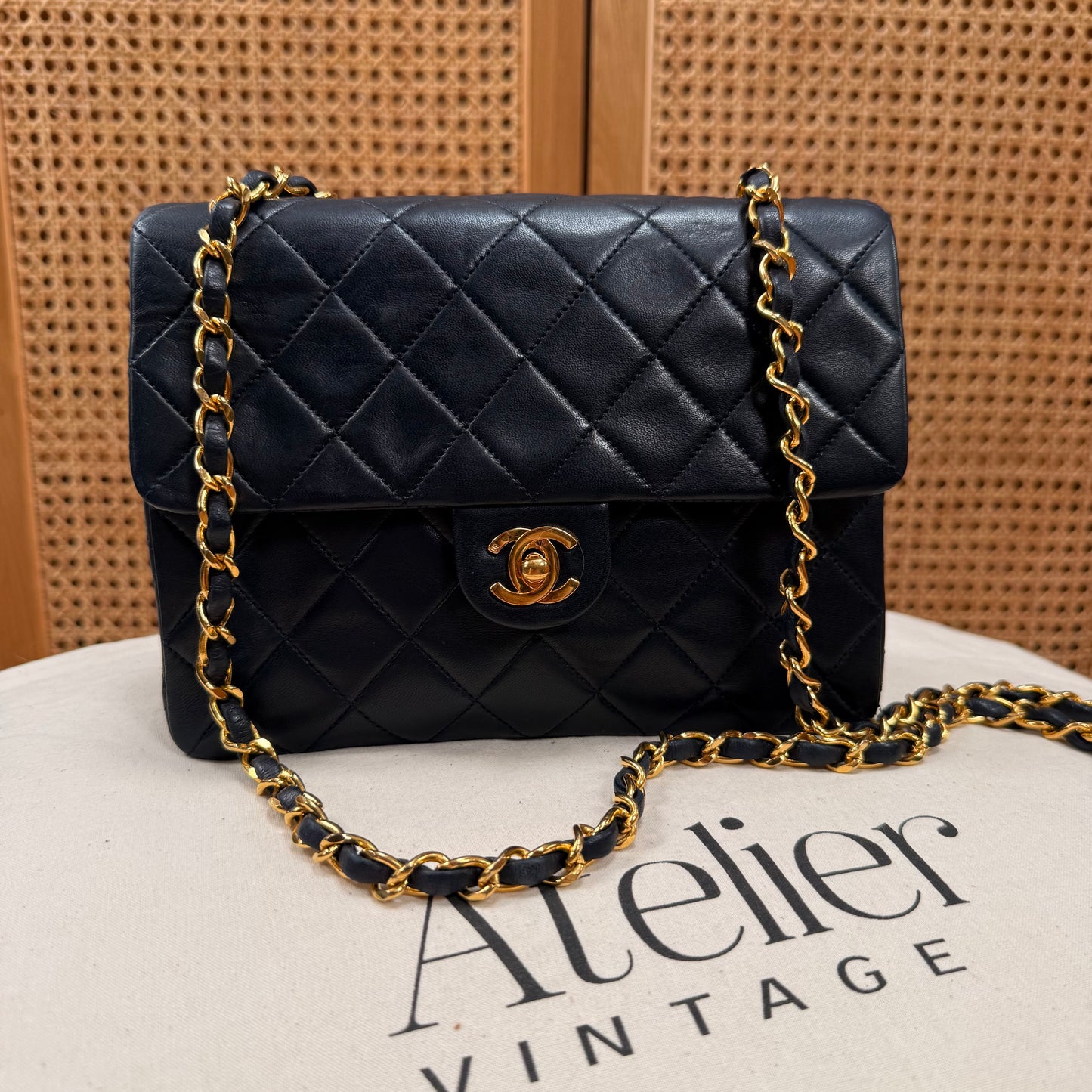 Chanel 1989 Classic Square Single Flap Medium - Navy