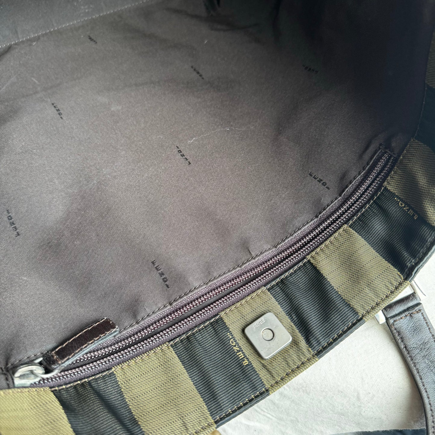 Fendi Pequin & Leather Tote