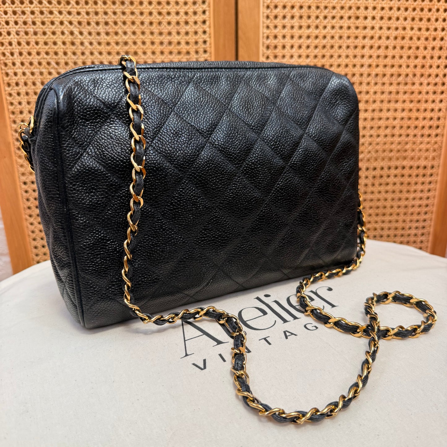 Chanel 1994 Rare Caviar Camera Bag with CC Charm