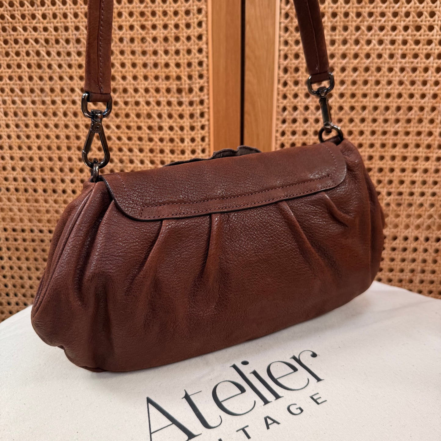 Prada 2002 Brown & Embellished Jewel Two Way Shoulder Bag