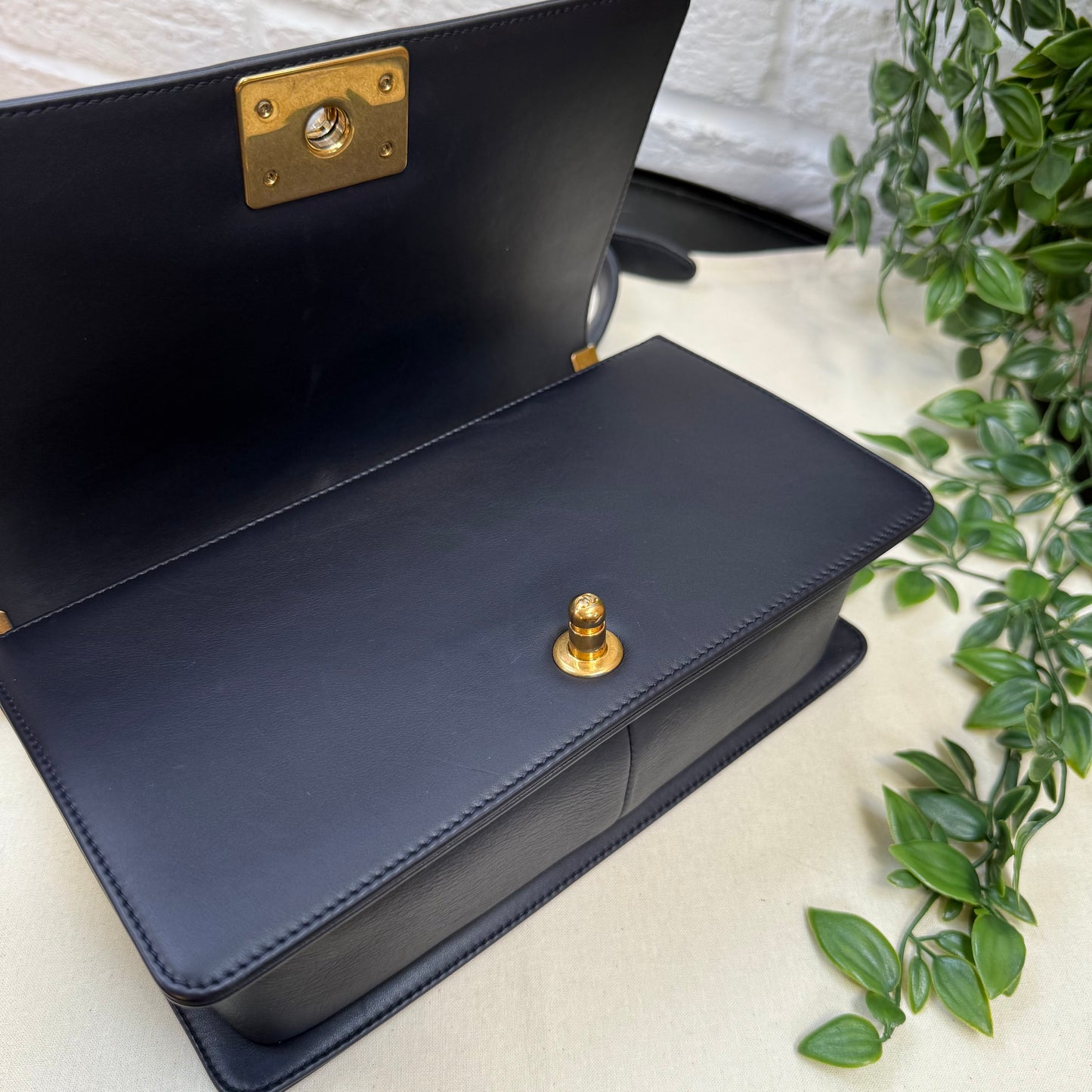 Chanel 2016 Rare Navy Le Boy Caviar & Calf Skin Chevron Old Medium