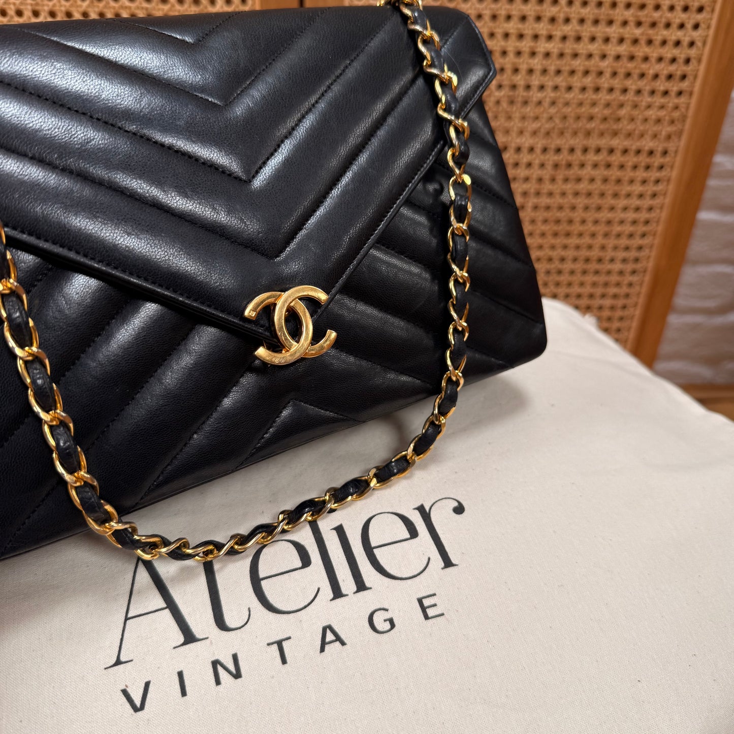 Chanel 1986 1986 Chevron Quilted Envelope Single Flap