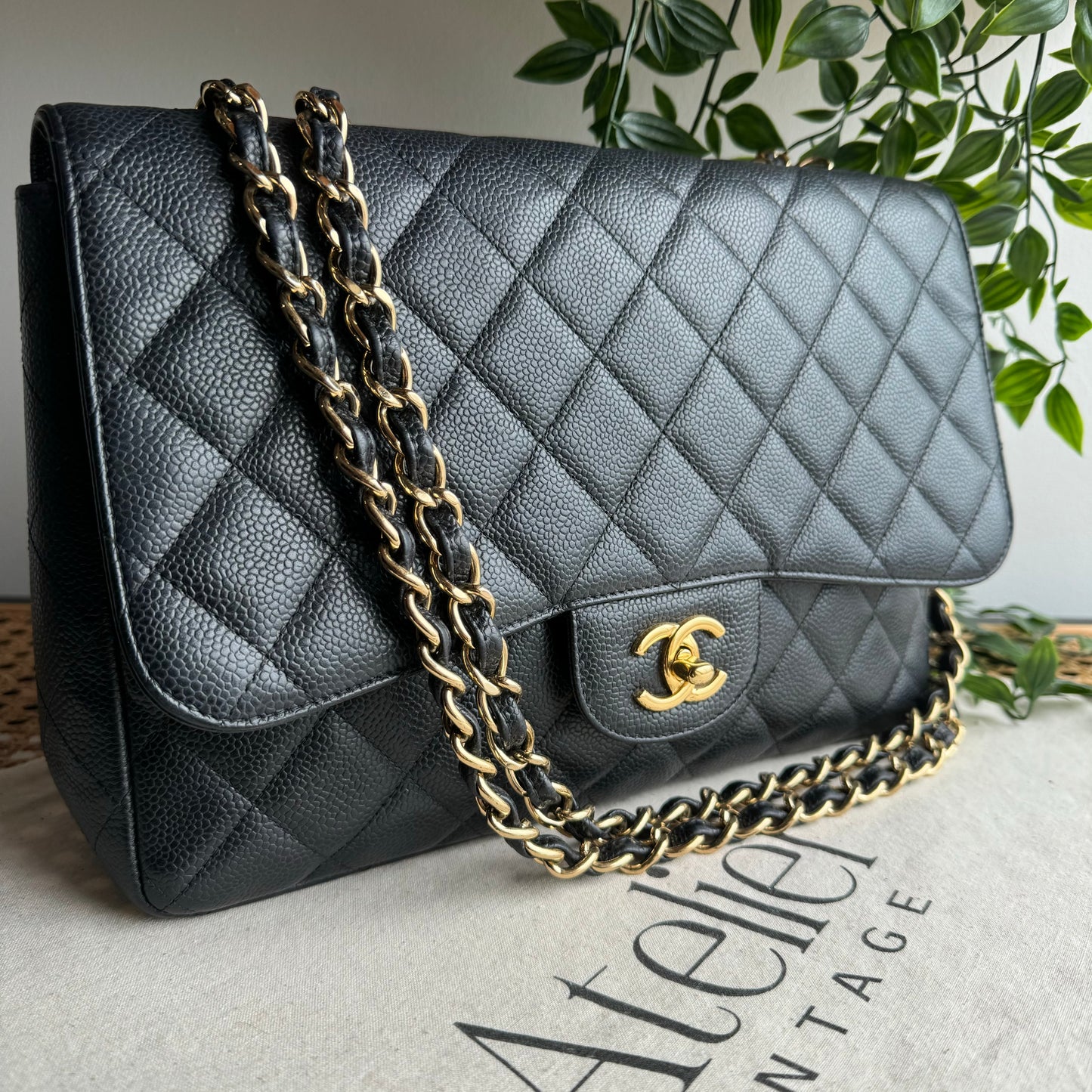Chanel 2009 Caviar Leather Classic Single Flap Jumbo