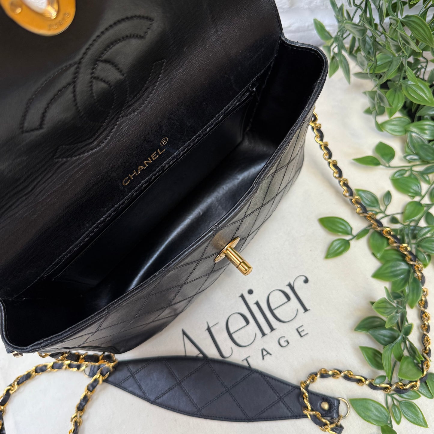 Chanel 1989 Chanel Jumbo CC Clasp Black Lambskin Cross Body