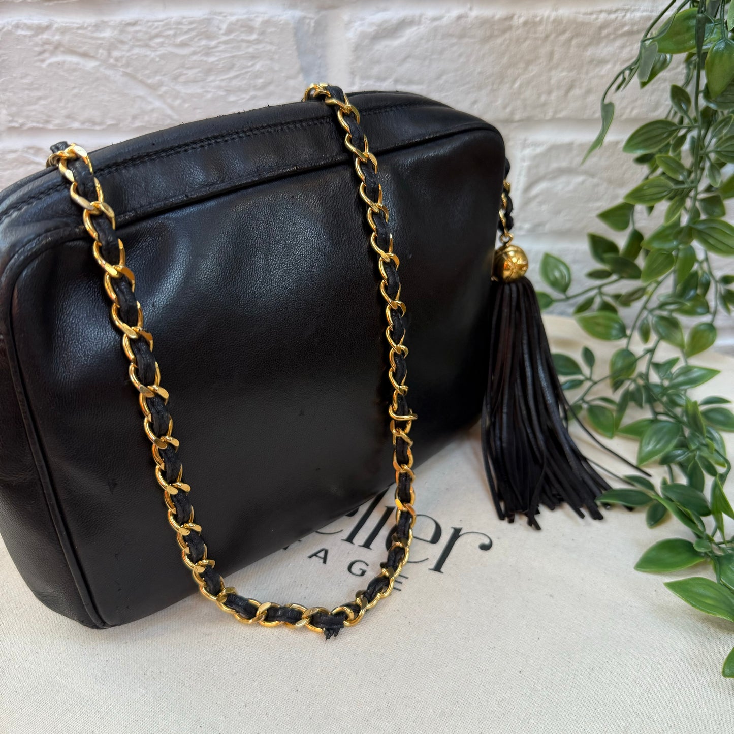 Chanel Rare 1991 Triple CC Lambskin Tassel Camera Bag