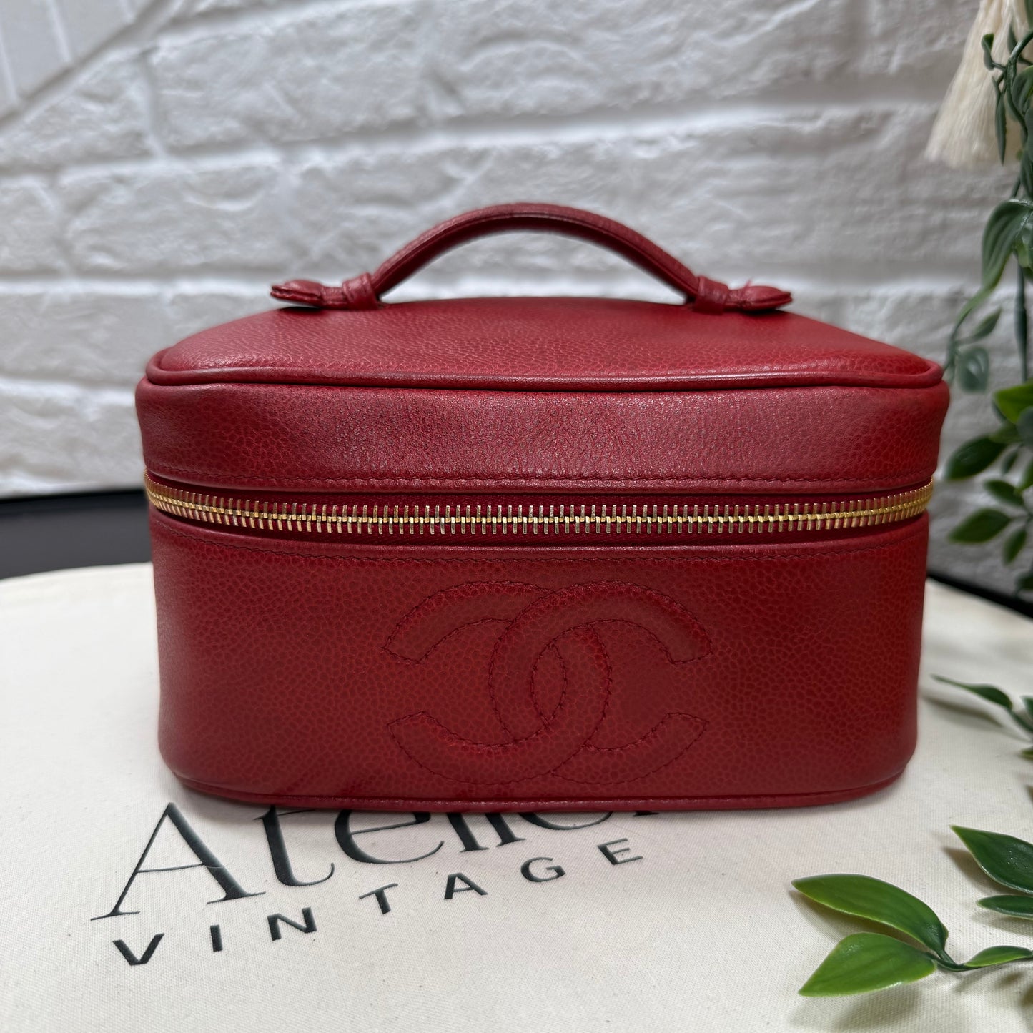 Chanel 1993 Red Caviar Top Handle Vanity