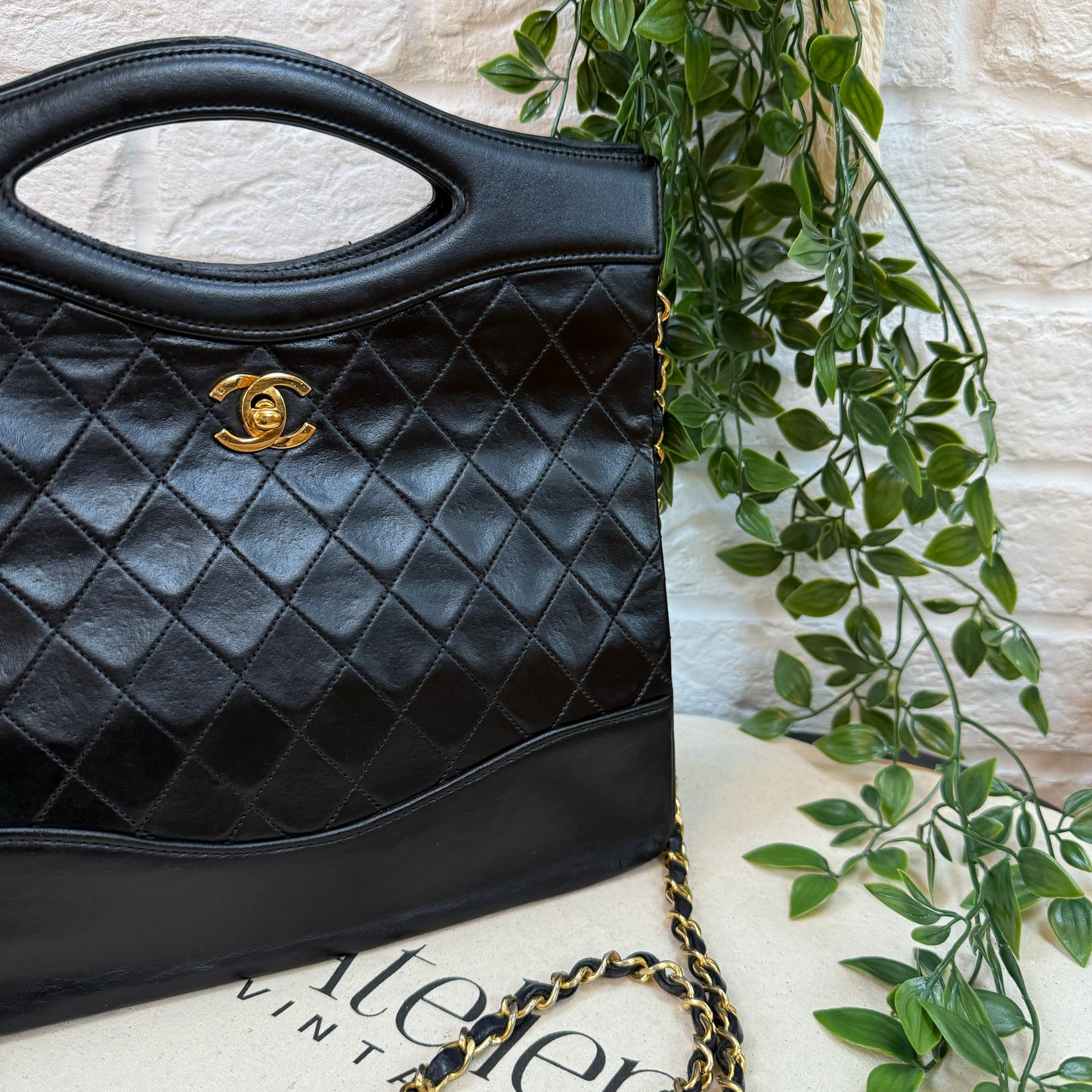 Chanel 1989 Top Handle Two Way Turn Lock Bag