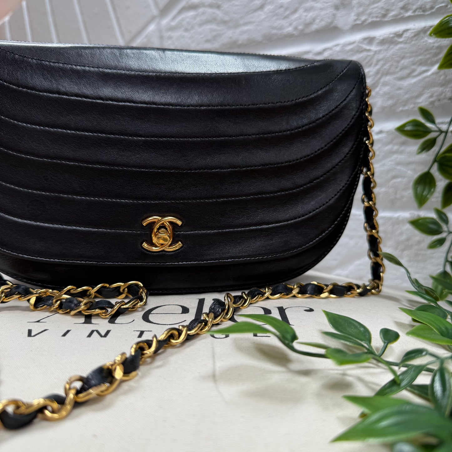 Chanel Early 1980s Quilted Half Moon CC Turnlock Single Flap