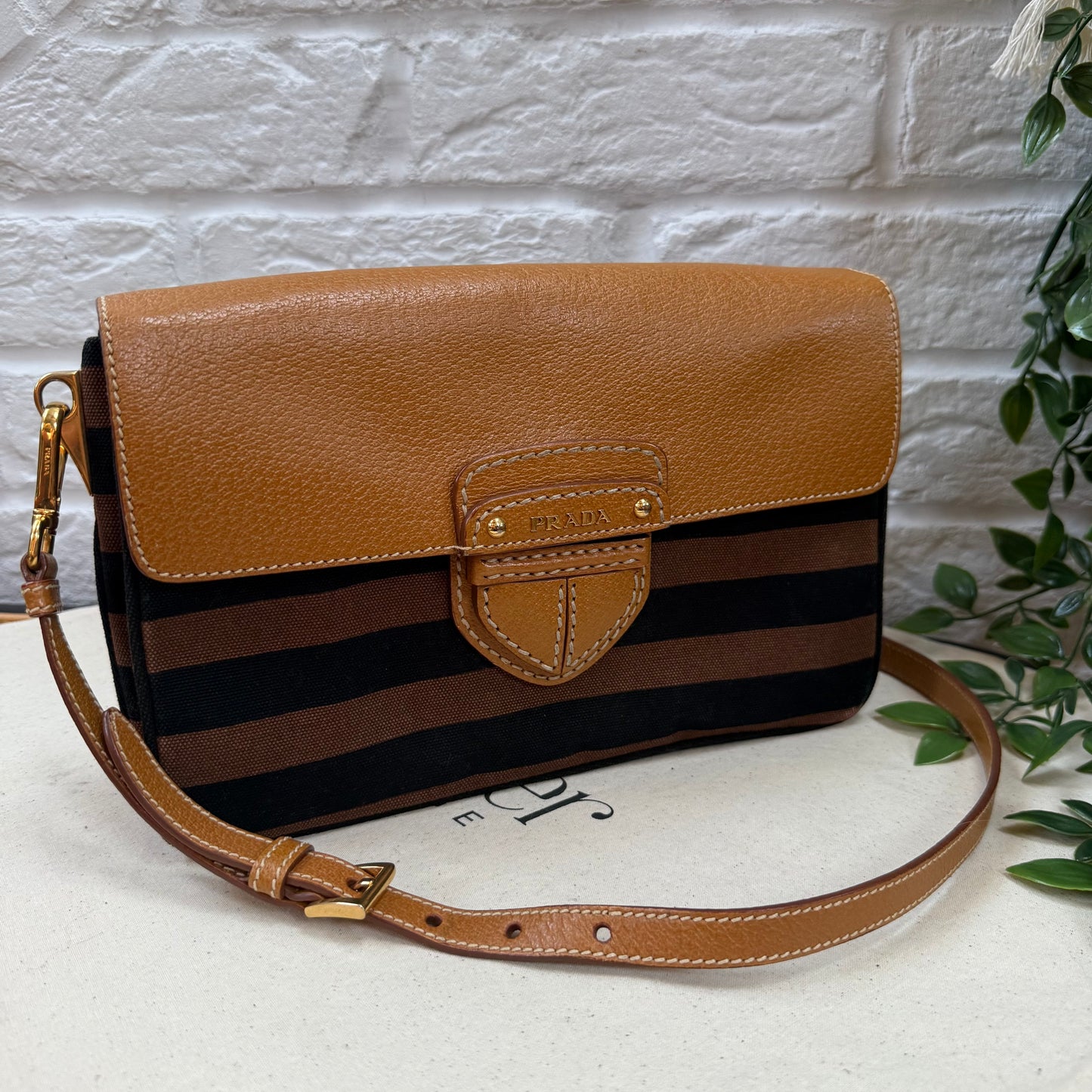Prada Two Way Canapa Shoulder Bag