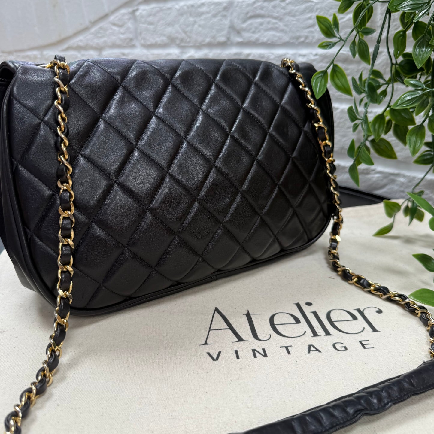 Chanel 1986 CC Button Quilted Half Moon Flap