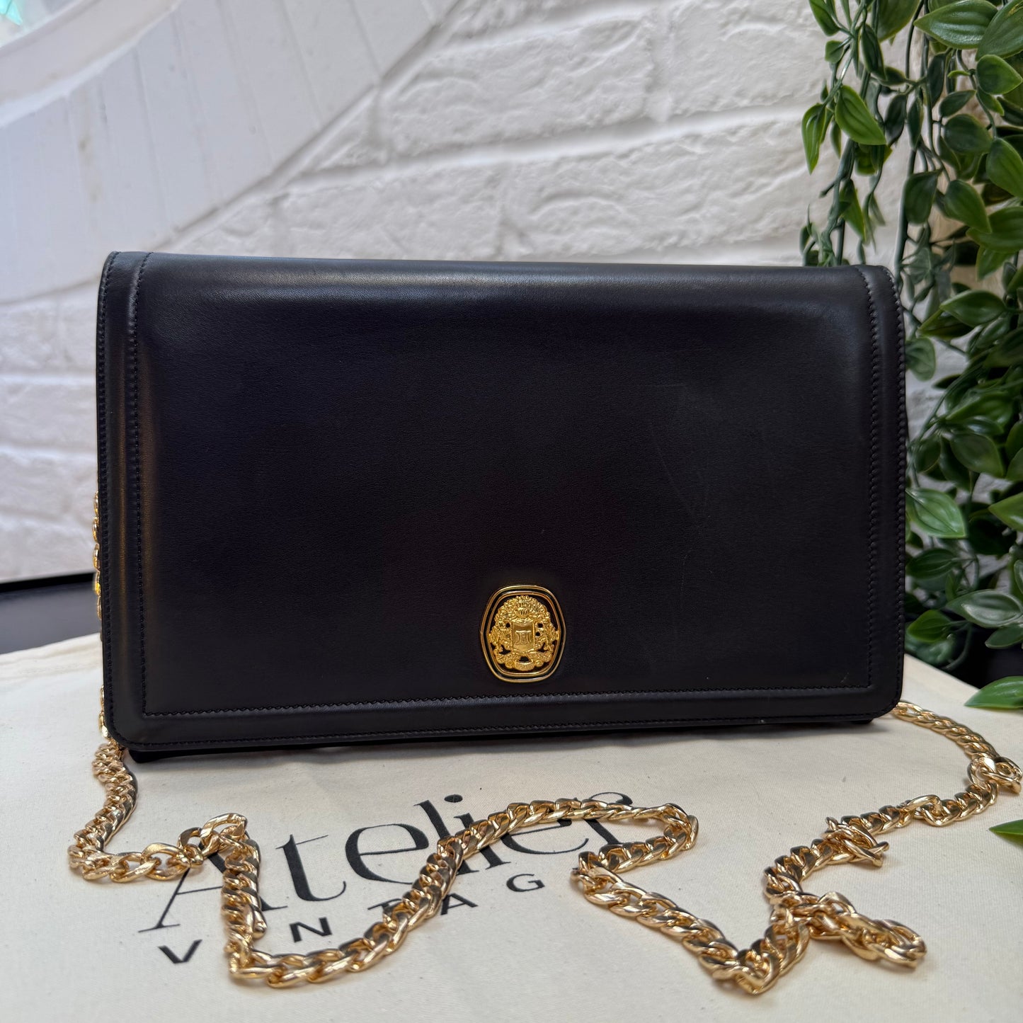 Celine 1980s Celine Triomphe two way leather bag
