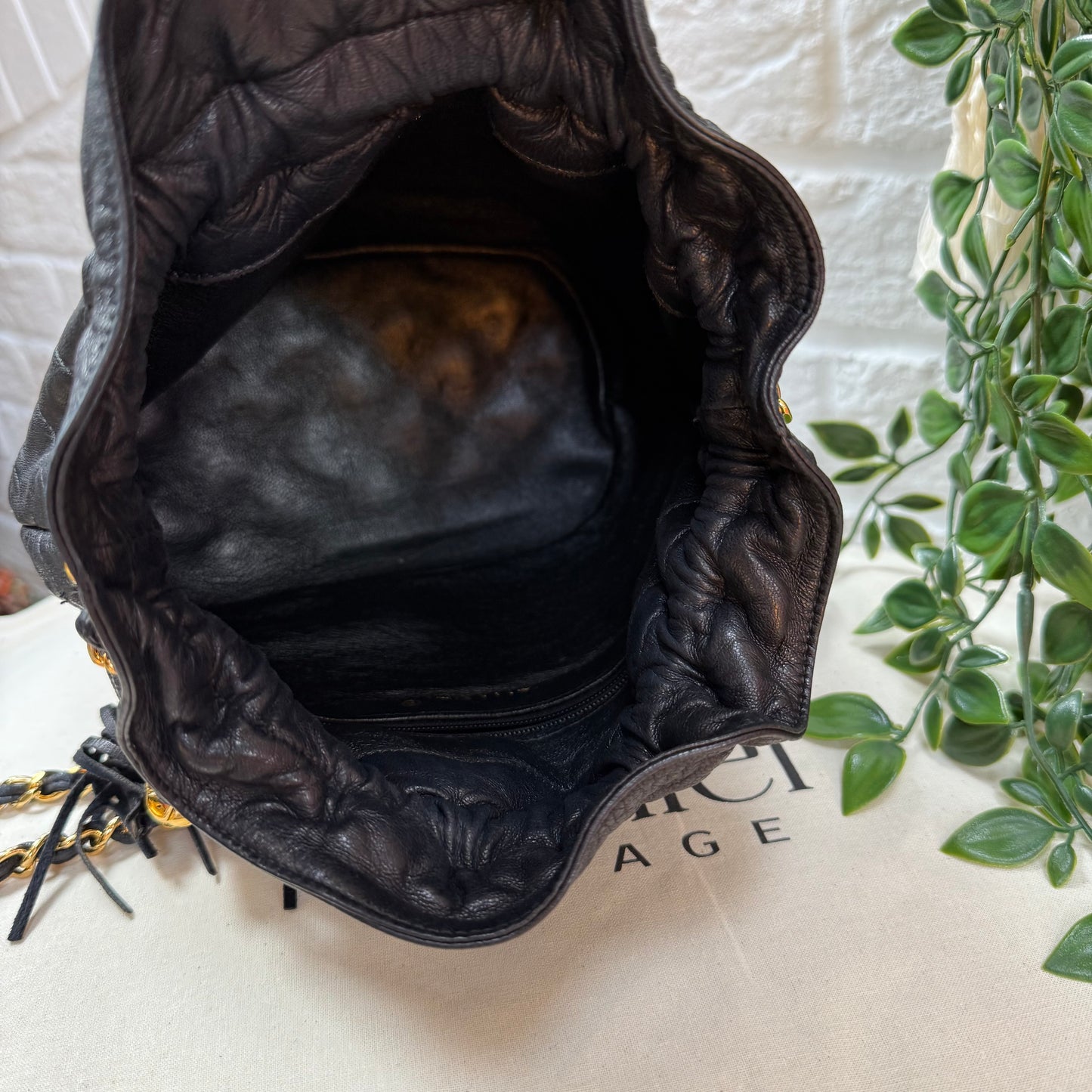 Chanel 1989 Lambskin Quilted Cross Body Bucket Bag