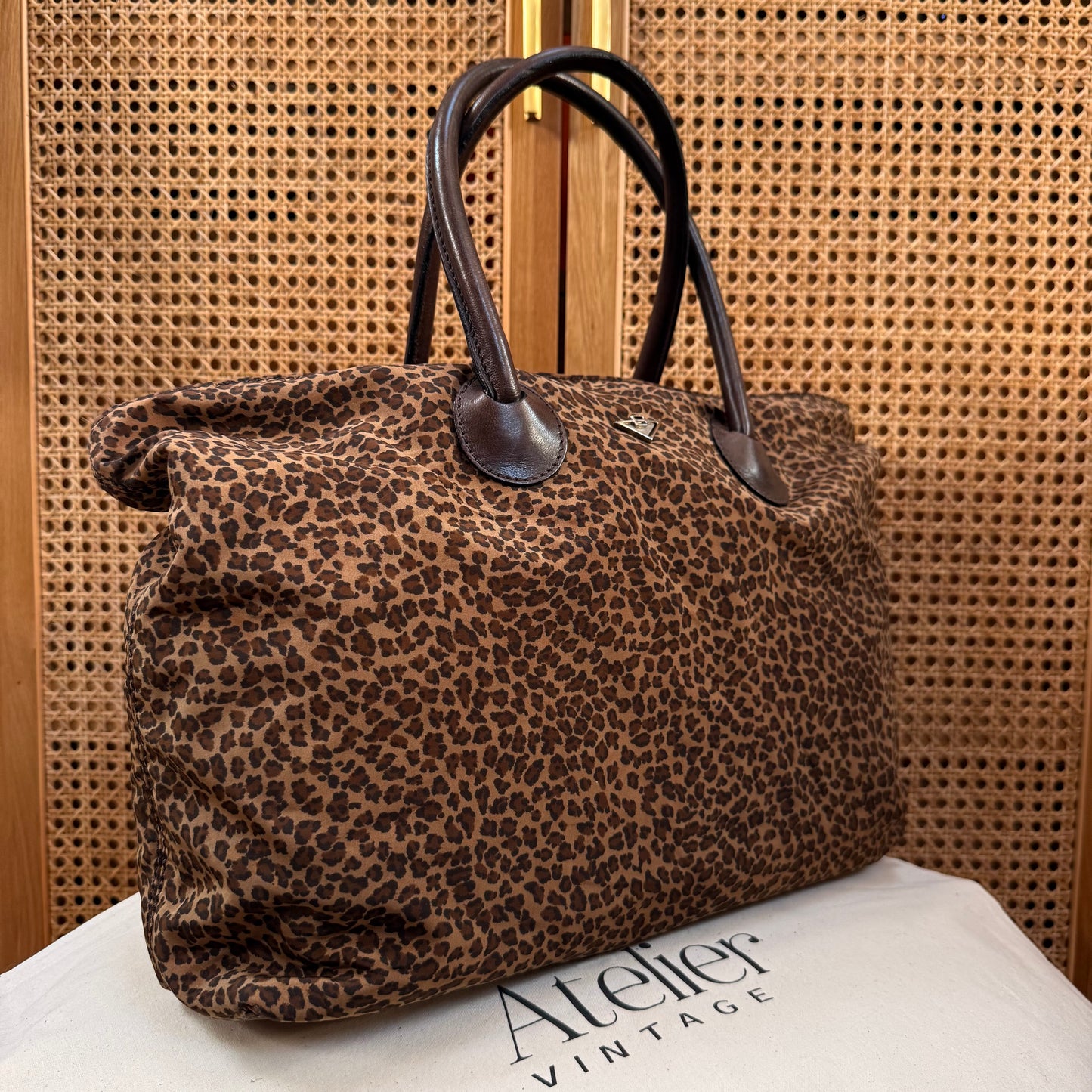 Bottega Veneta 1990s Leopard Print Boston Tote