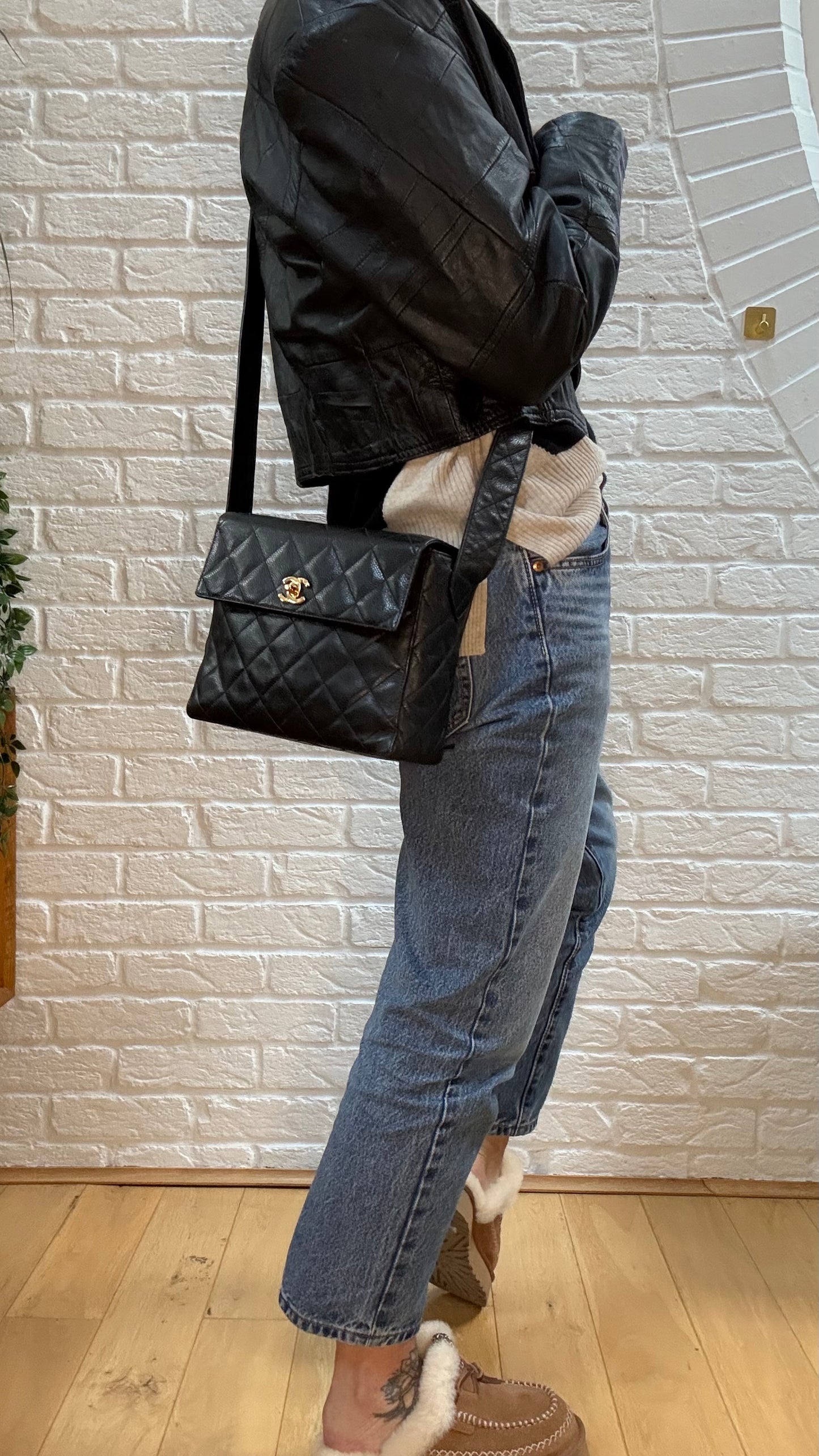 Chanel Collectors Piece 1994 Caviar Cross Body Box Bag with Vanity Mirror