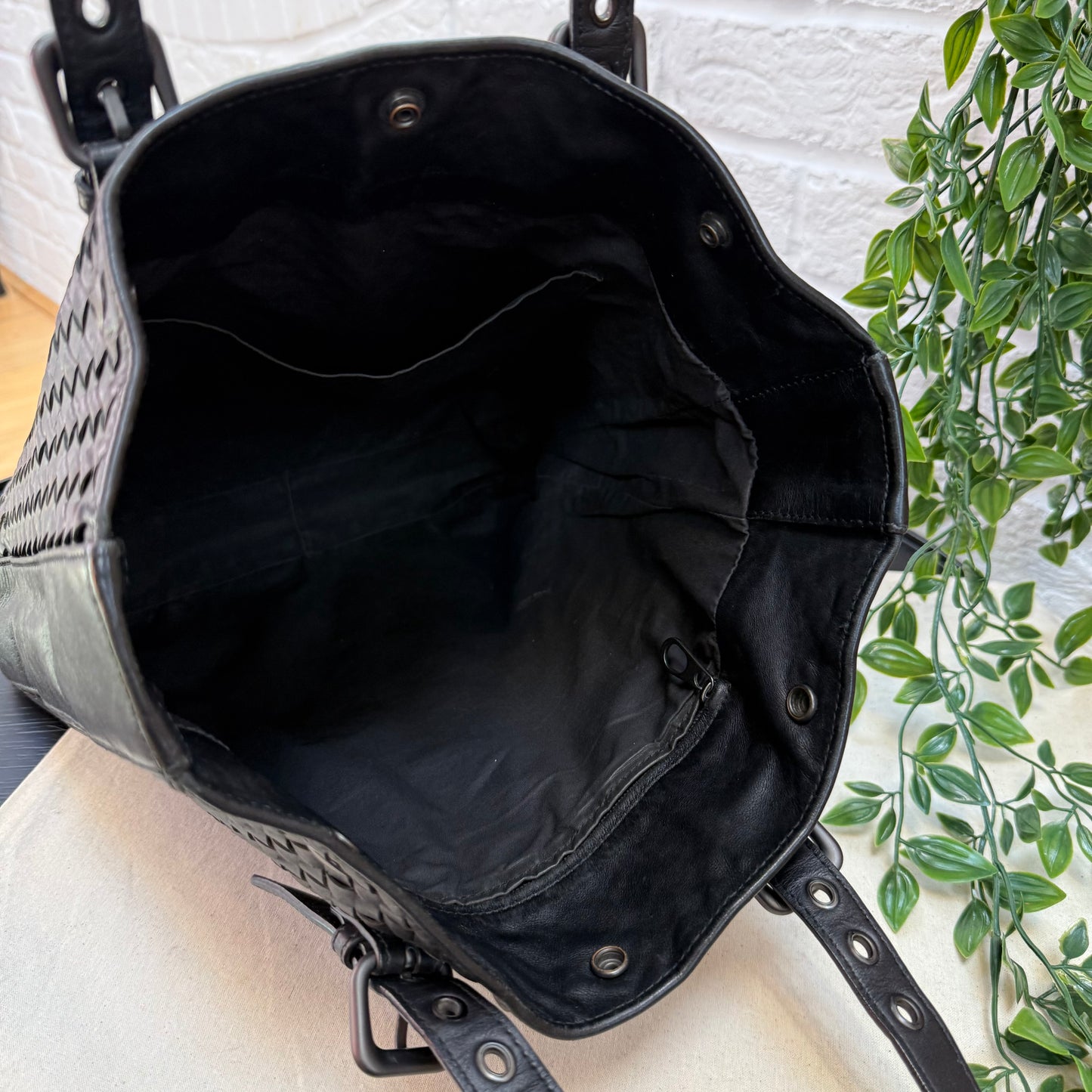 Bottega Veneta 1990s Black Intrecciato Leather Tote