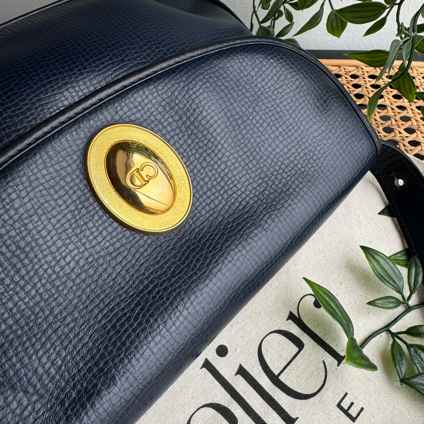 Dior 1980s Navy CD Closure Two Way Bag