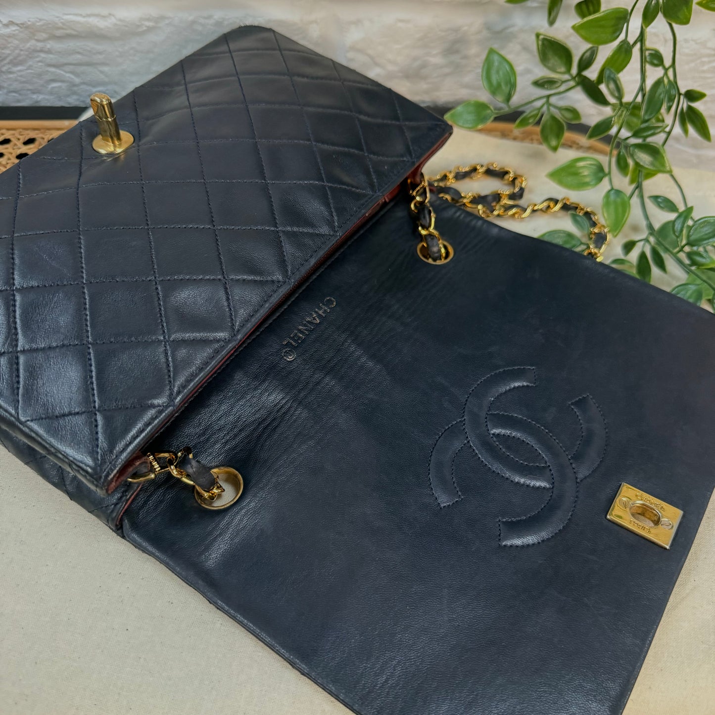 Chanel 1989 Classic Medium Navy Rectangle Full Flap