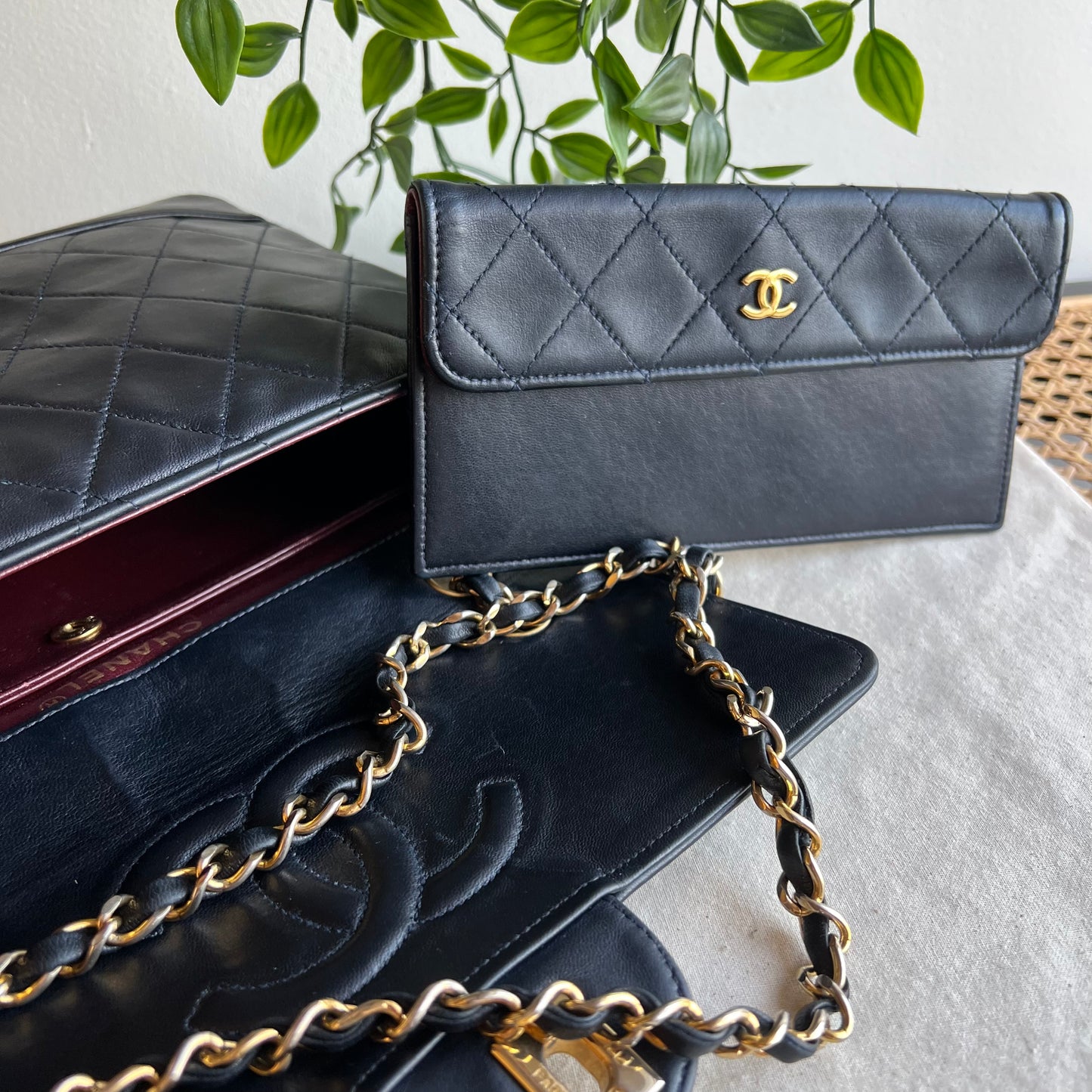 Chanel 1989 Classic Navy Single Flap & Purse