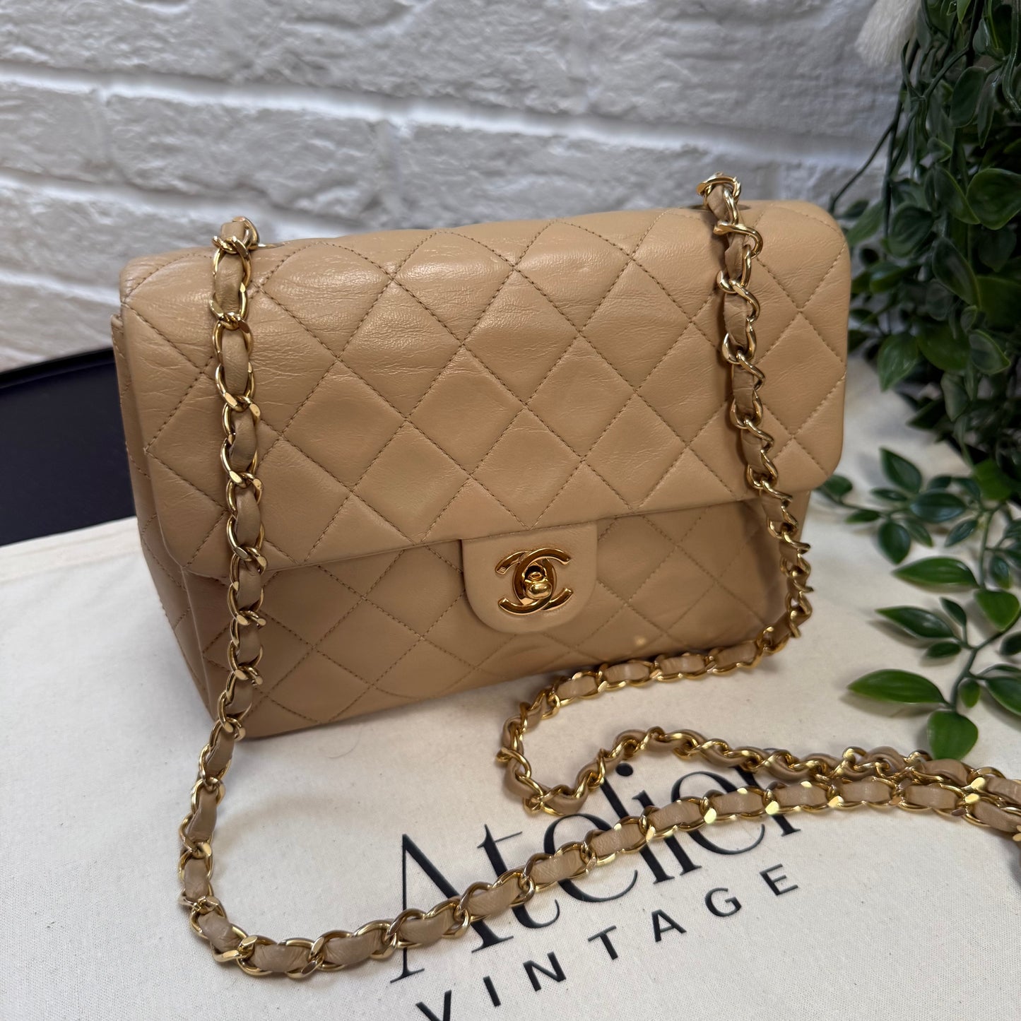 Chanel 1989 Chanel Dark Beige Medium Square