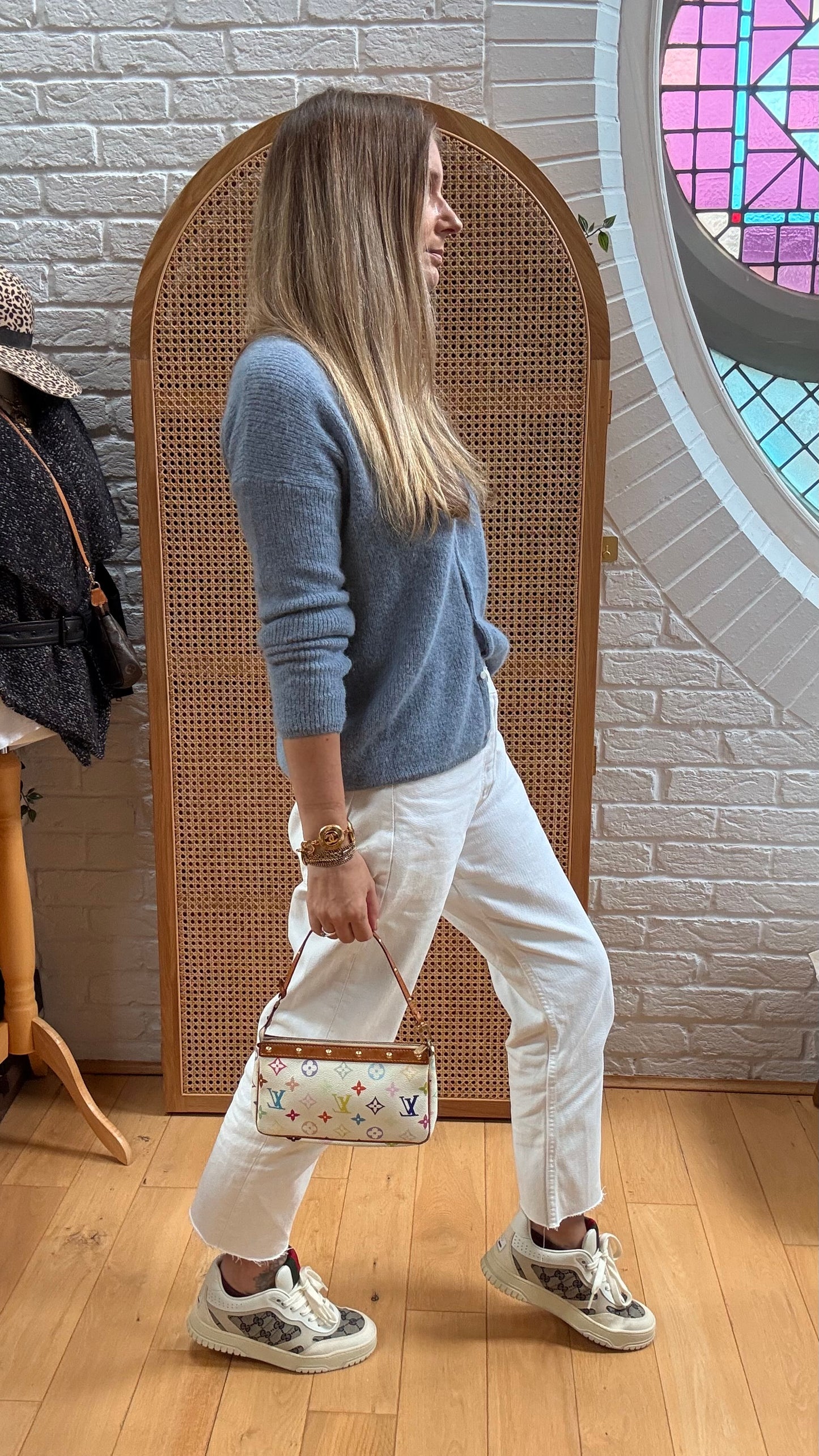 Louis Vuitton 2003 Murakami white Multi Color Pochette Accesssoires