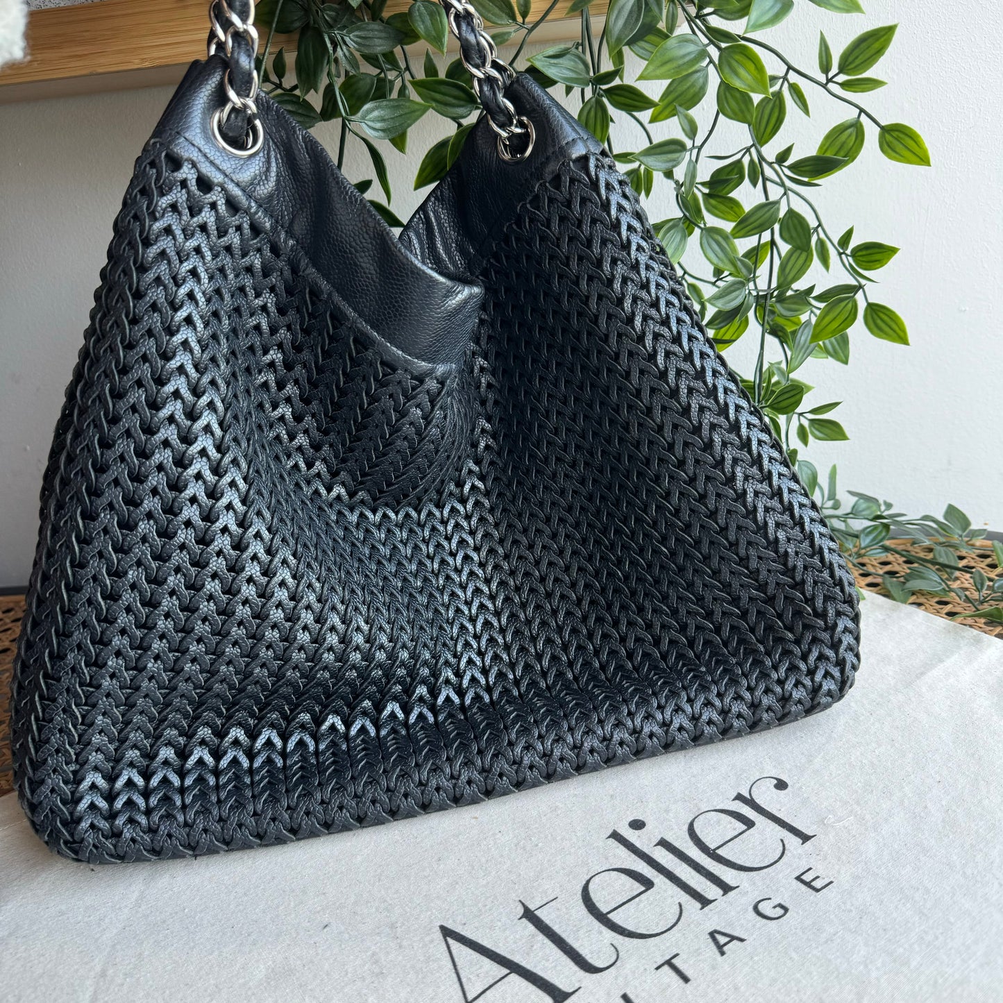 Chanel 2004 Woven Caviar Leather Shoulder/Cross Body Tote