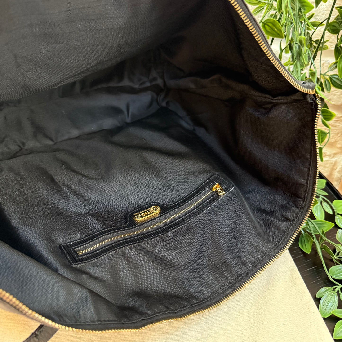 Fendi Pequin Noir Two Way Tote