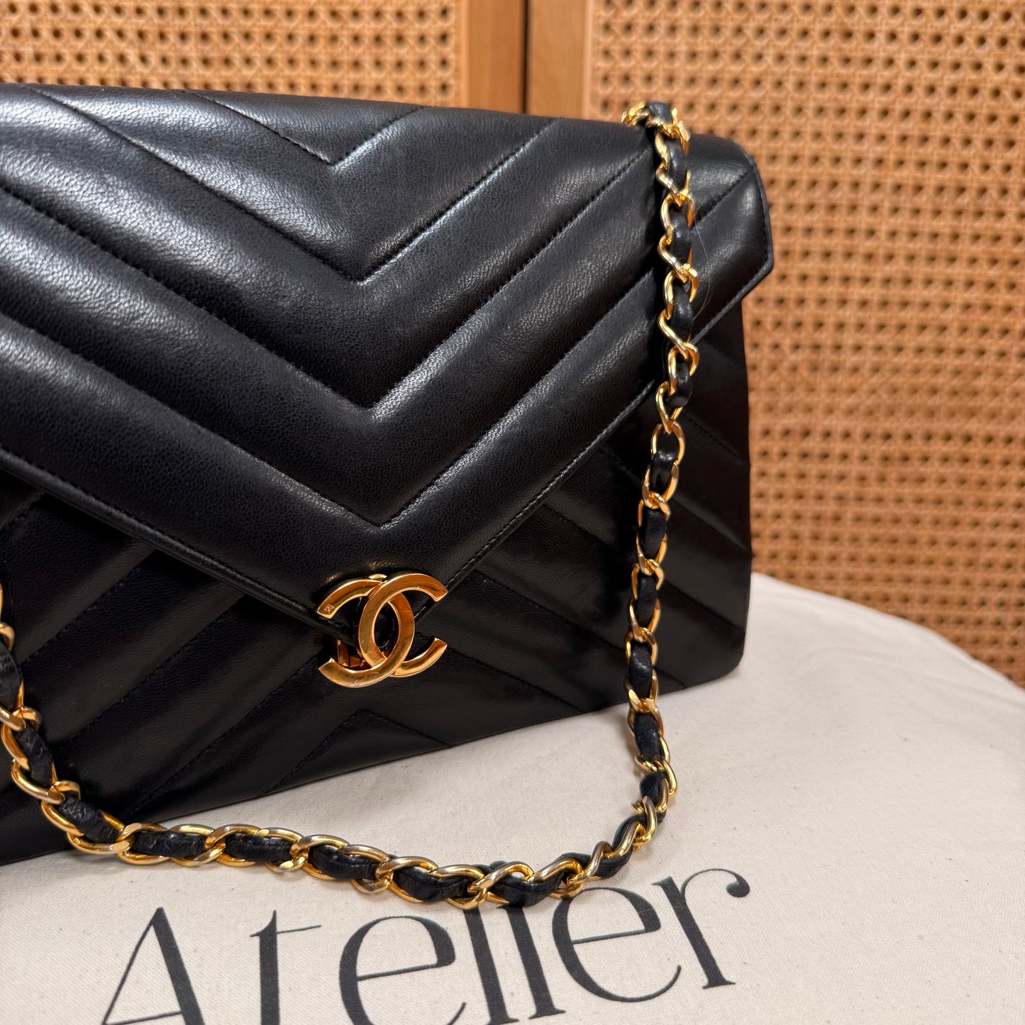 Chanel 1986 1986 Chevron Quilted Envelope Single Flap