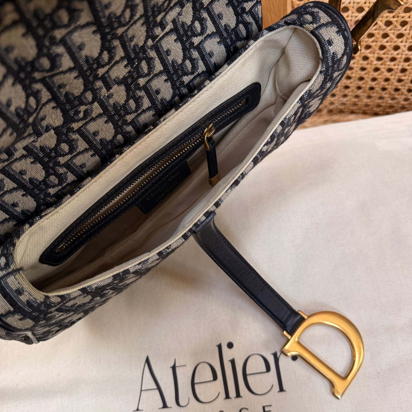 Dior 2019 Saddle Bag in Navy Oblique