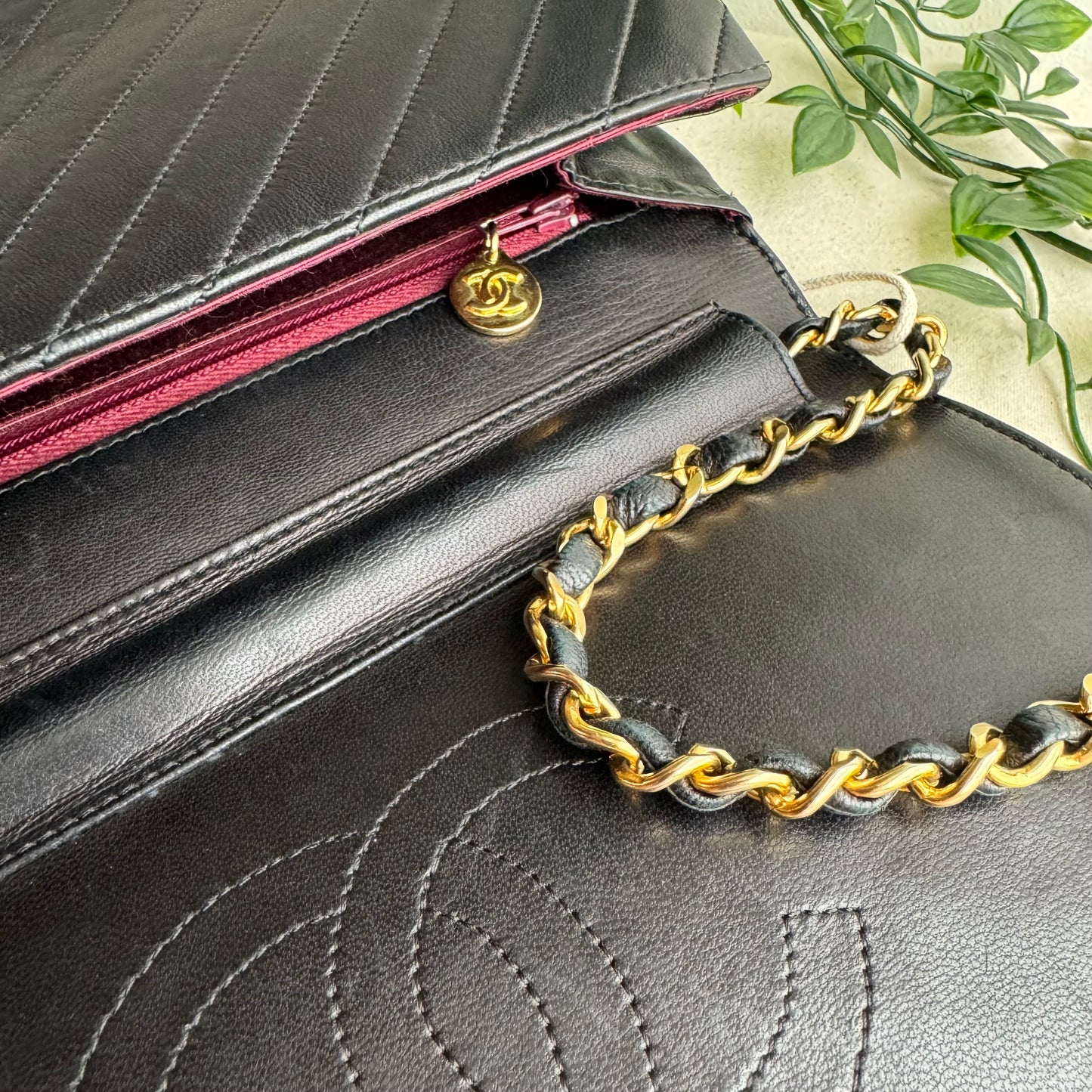 Chanel Early 1980s Diagonal Quilted Single Flap