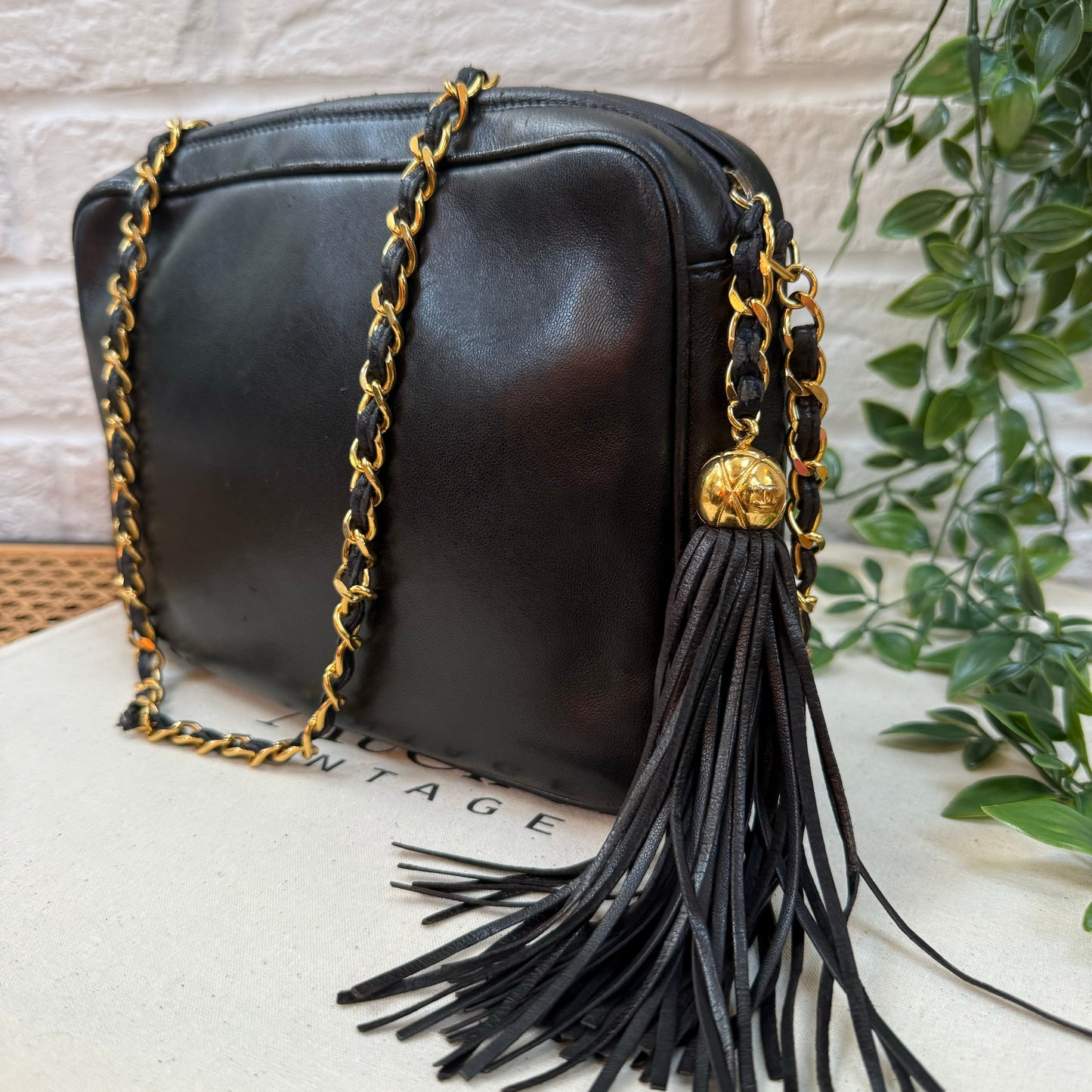 Chanel Rare 1991 Triple CC Lambskin Tassel Camera Bag