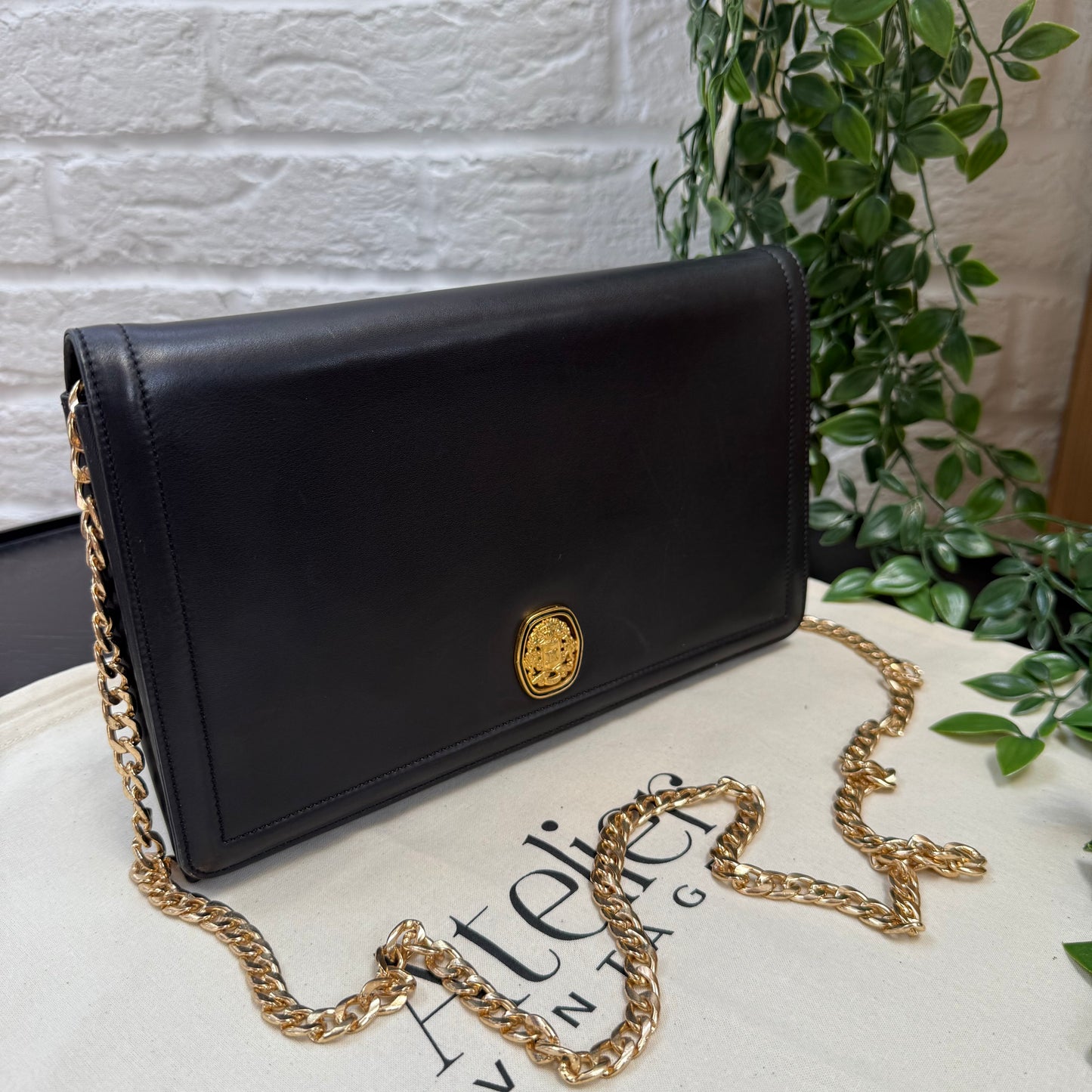 Celine 1980s Celine Triomphe two way leather bag