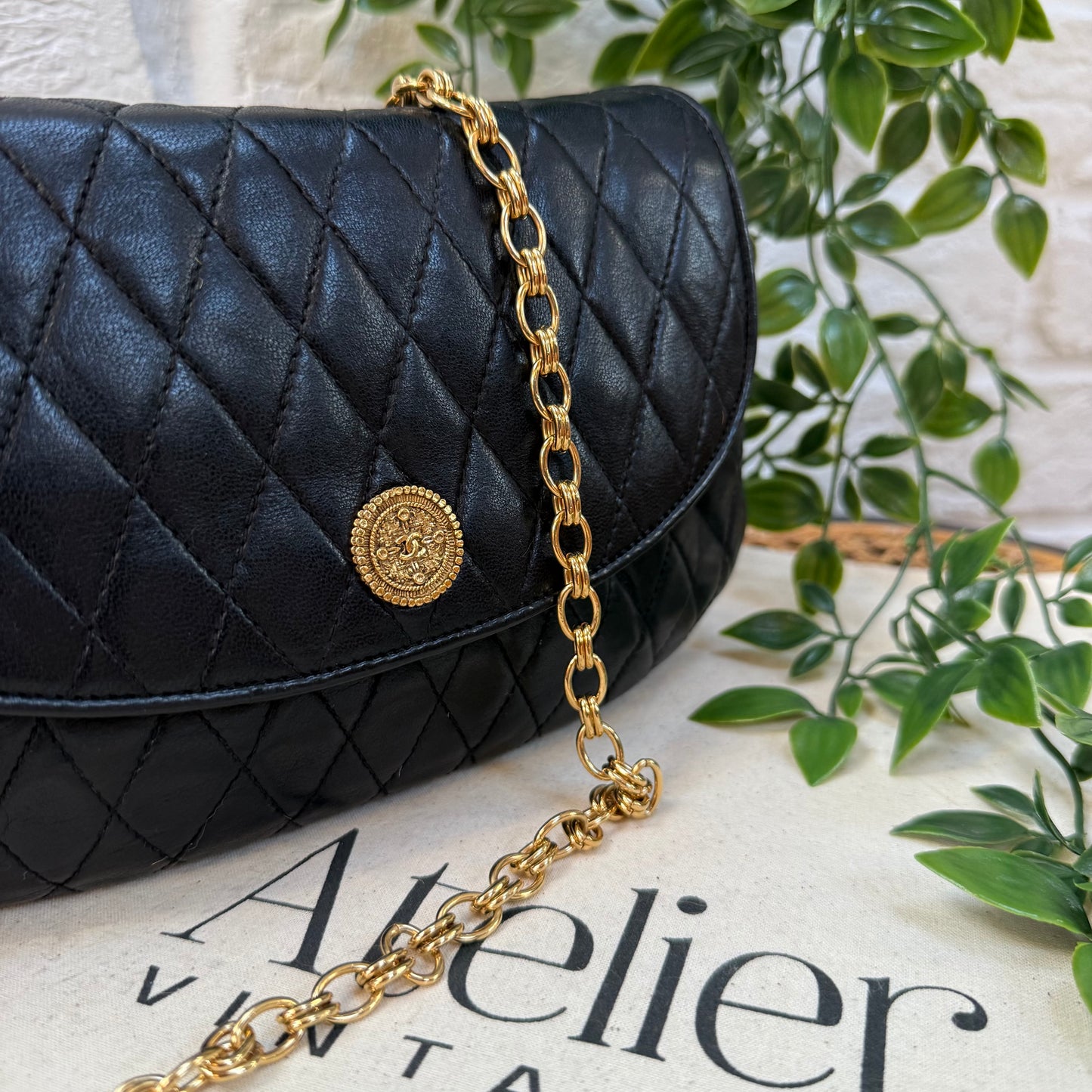Chanel Rare 1970s CC Button Quilted Flap