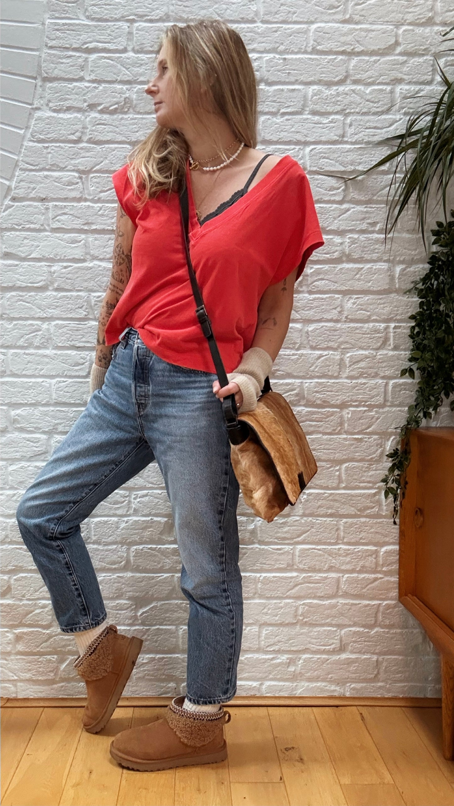 Gucci 1990s Pony Hair & Leather Cross Body Satchel