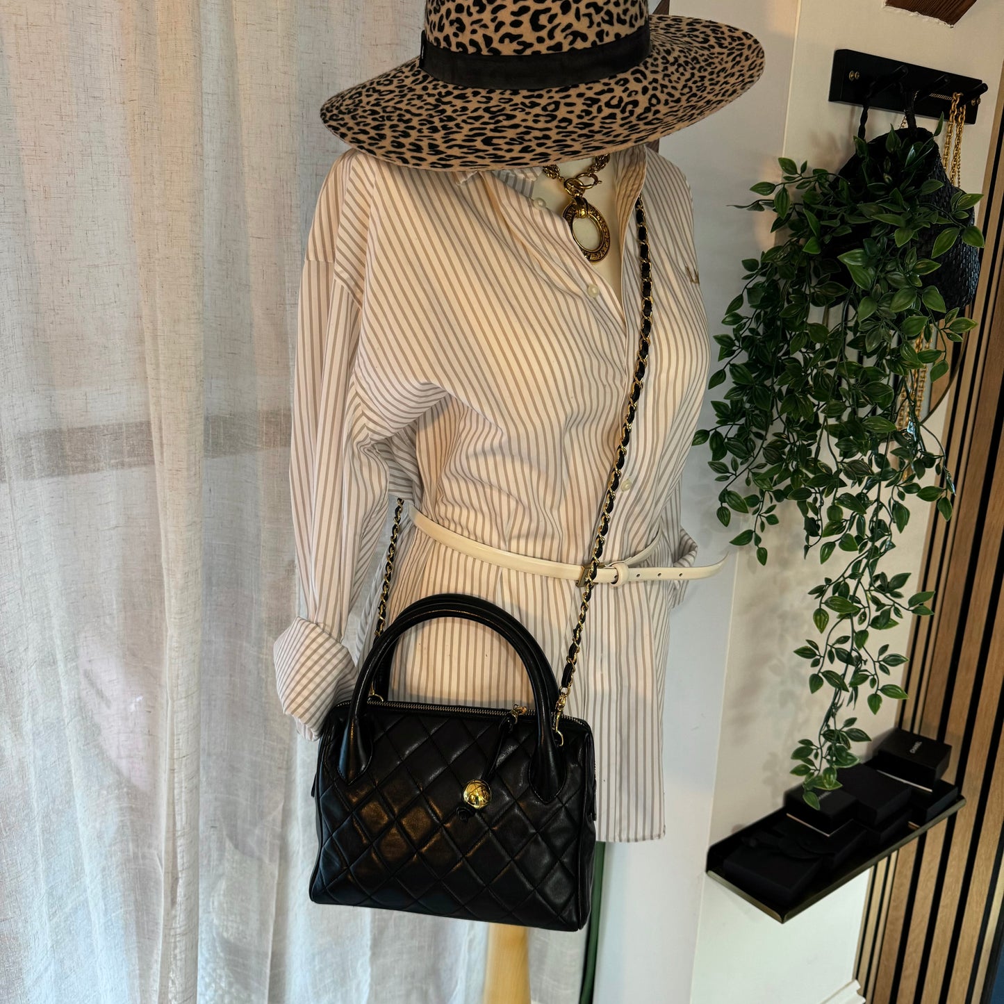 Chanel 1991 Quilted Lambskin Top Handle Two Way Bag
