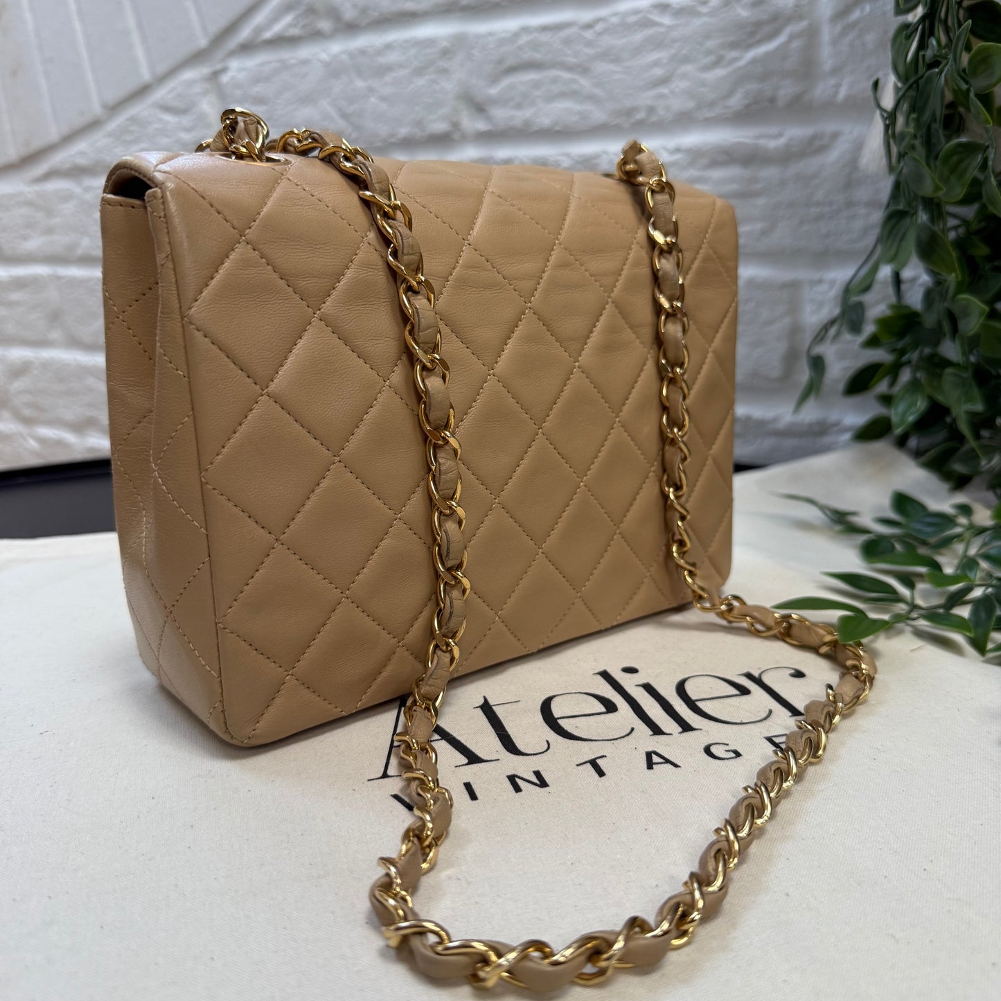 Chanel 1989 Chanel Dark Beige Medium Square
