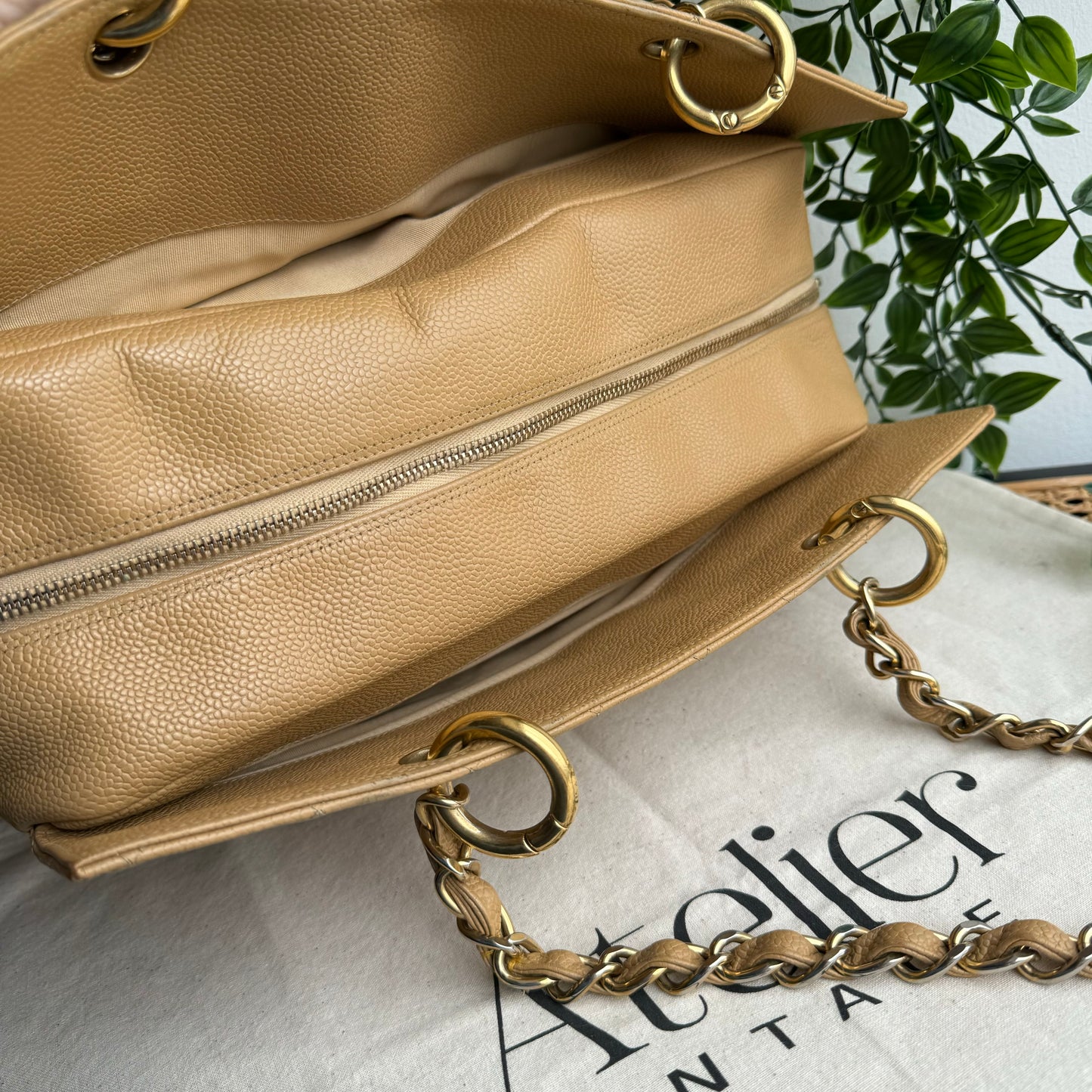 Chanel 2002 Beige Caviar Grande Timeless Tote