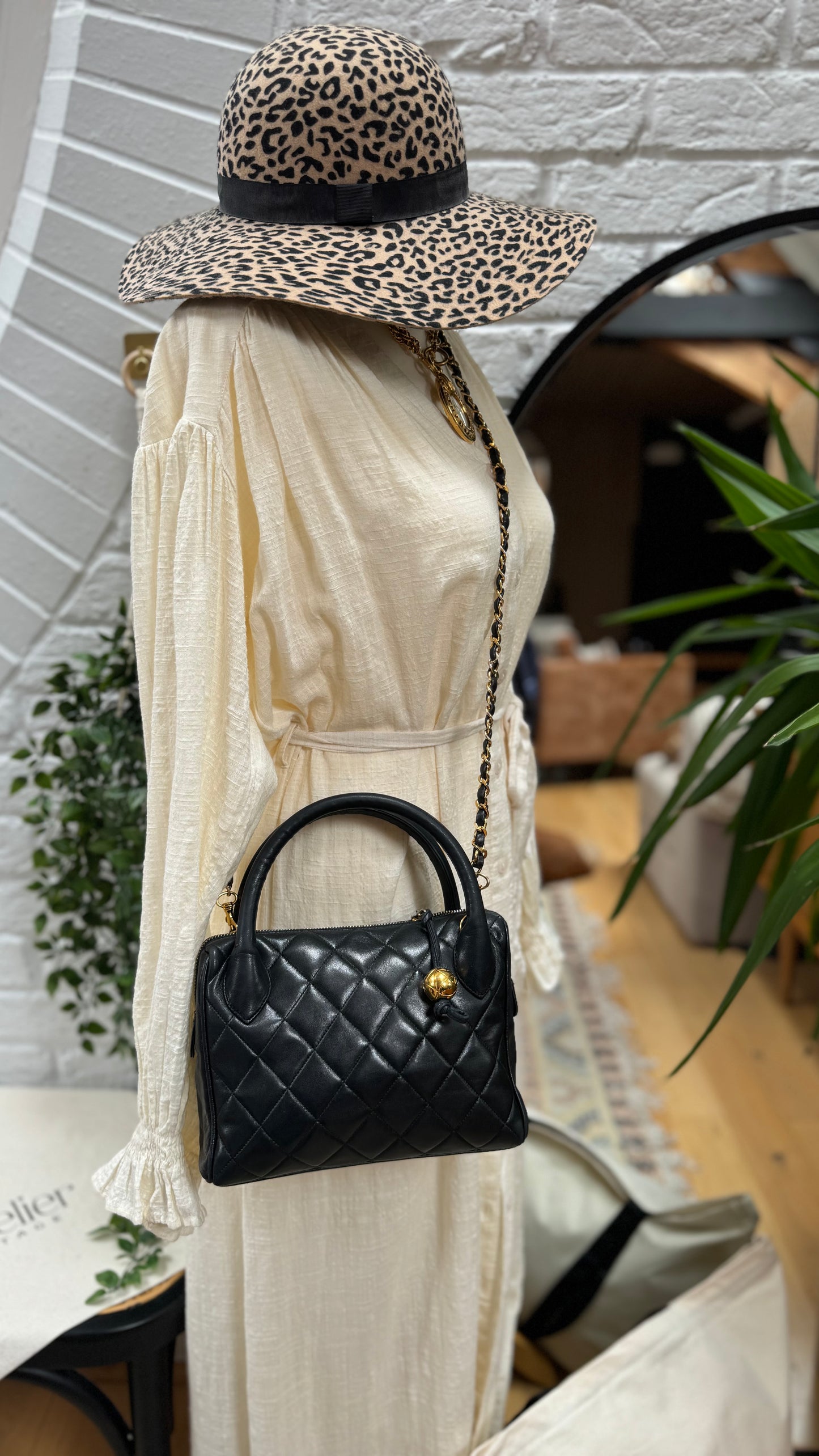 Chanel 1991 Quilted Lambskin Top Handle Two Way Bag
