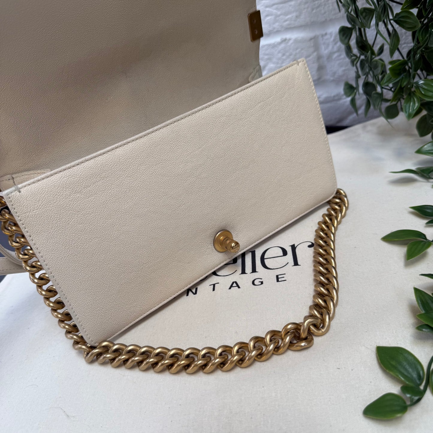 Chanel 2019 Rare Le Boy Ivory Beige Caviar Leather in Diamond Quilt