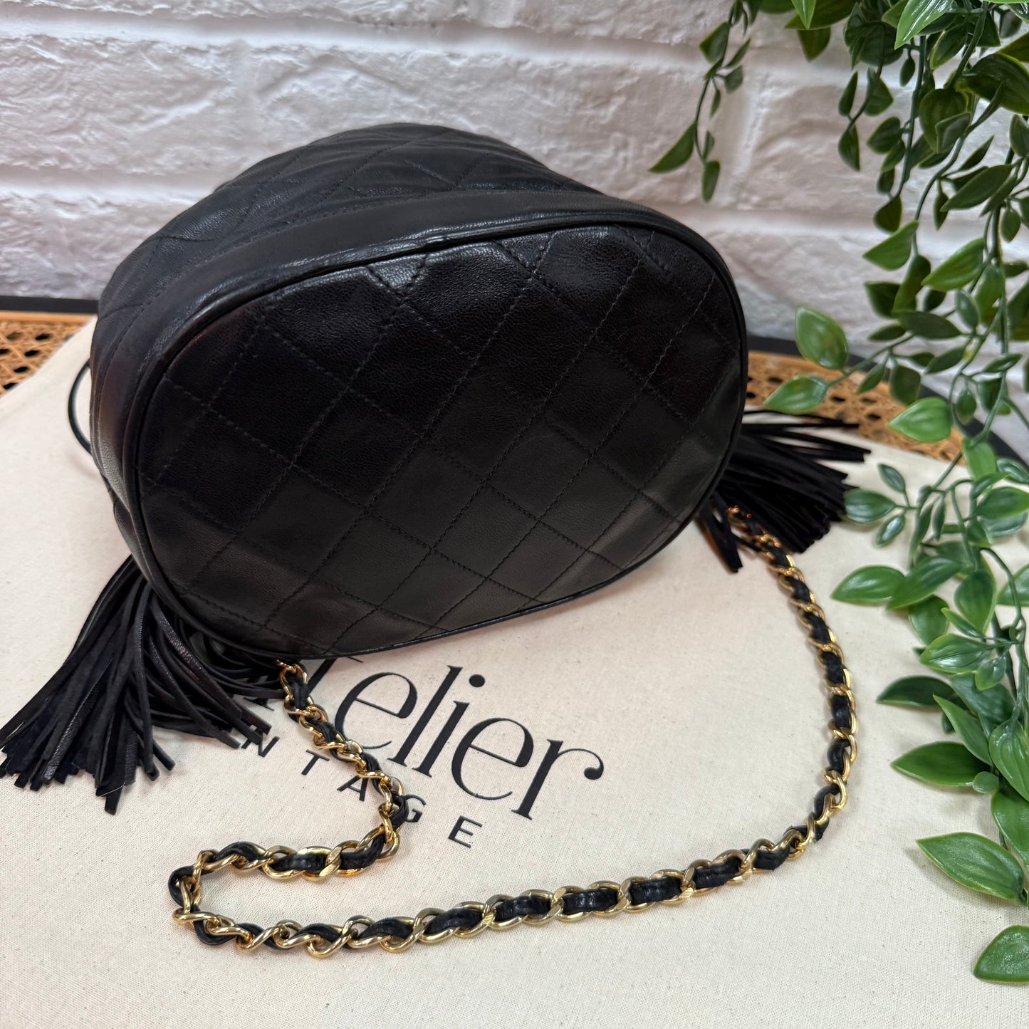 1997 Lambskin Double Tassel Bucket Bag