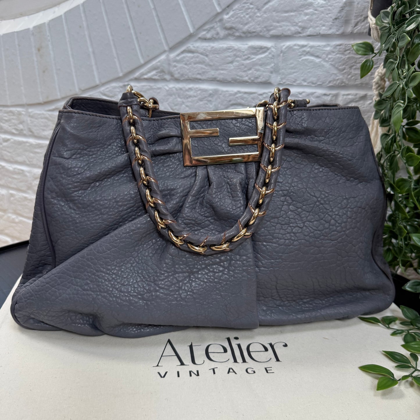 Fendi 1990s Mia Tote in Dove grey