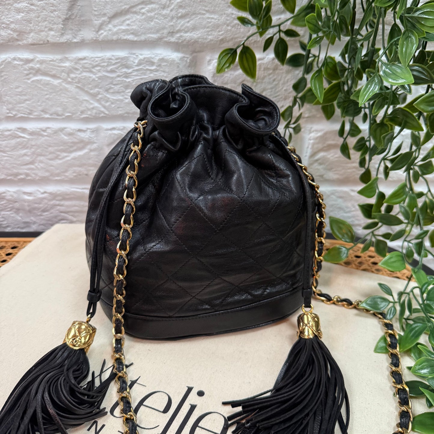 1997 Lambskin Double Tassel Bucket Bag