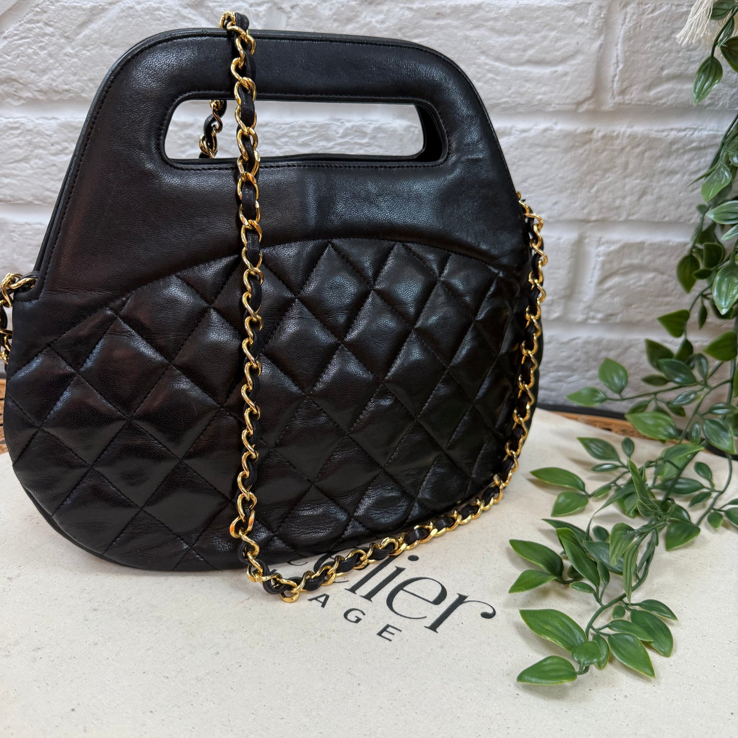Chanel 1989 Quilted Lambskin Top Handle Two Way Bag
