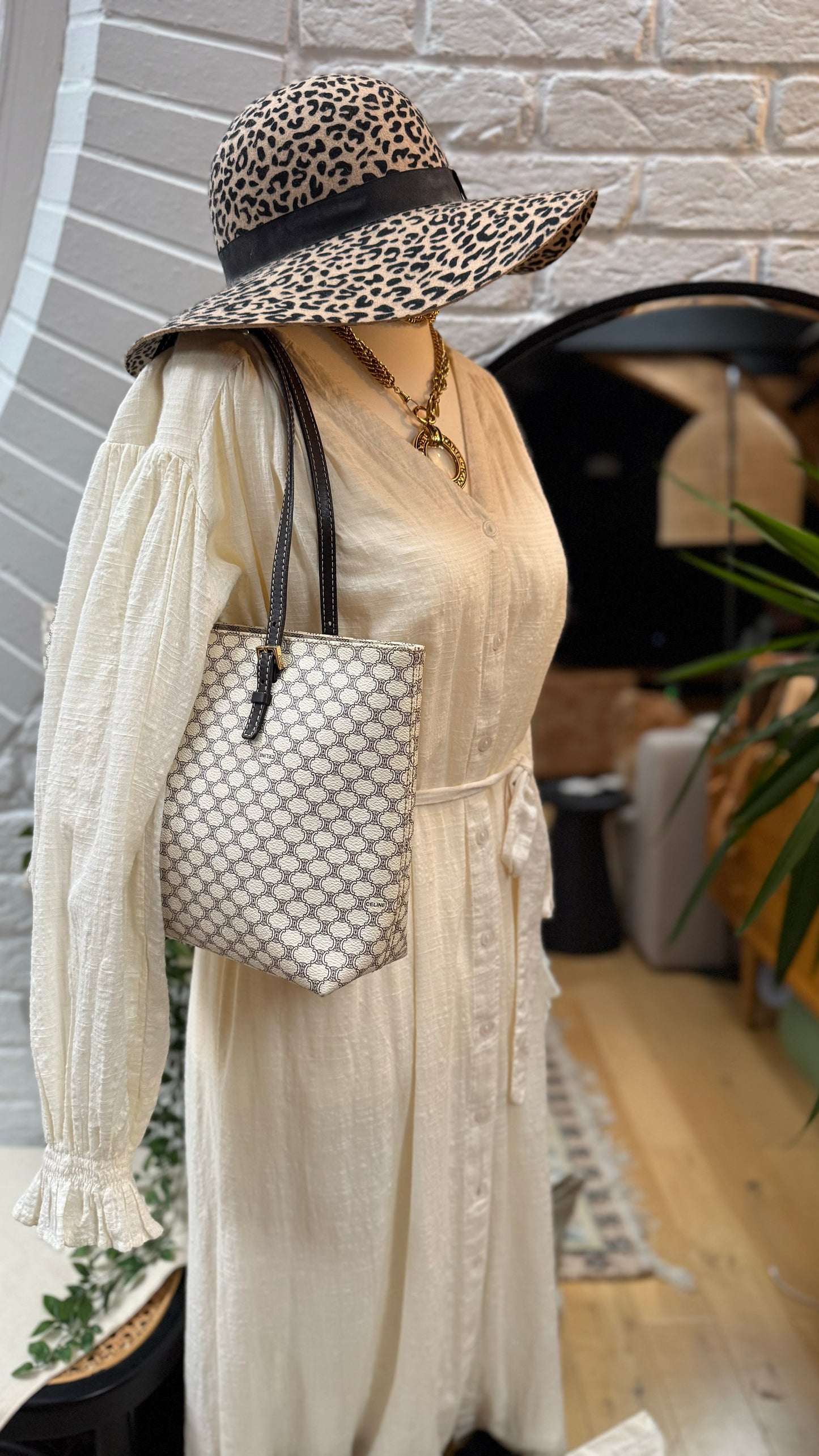 Celine Rare Beige Macadam Tote Bag