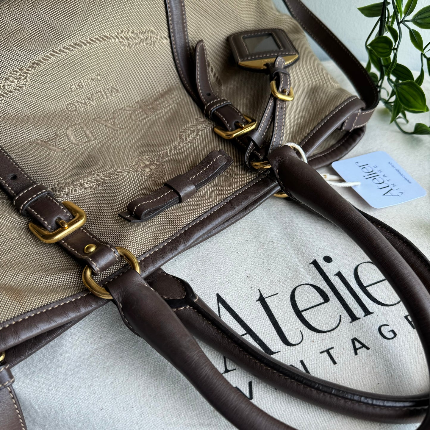 Prada Vintage Canvas Two Way Tote